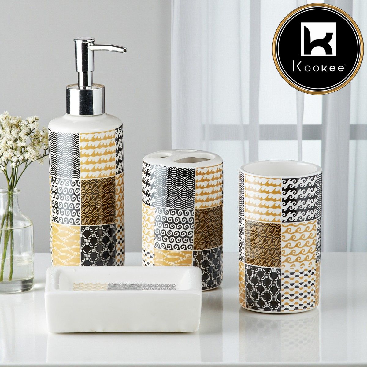 Kookee Ceramic Bathroom Sets, Multi, ART07680