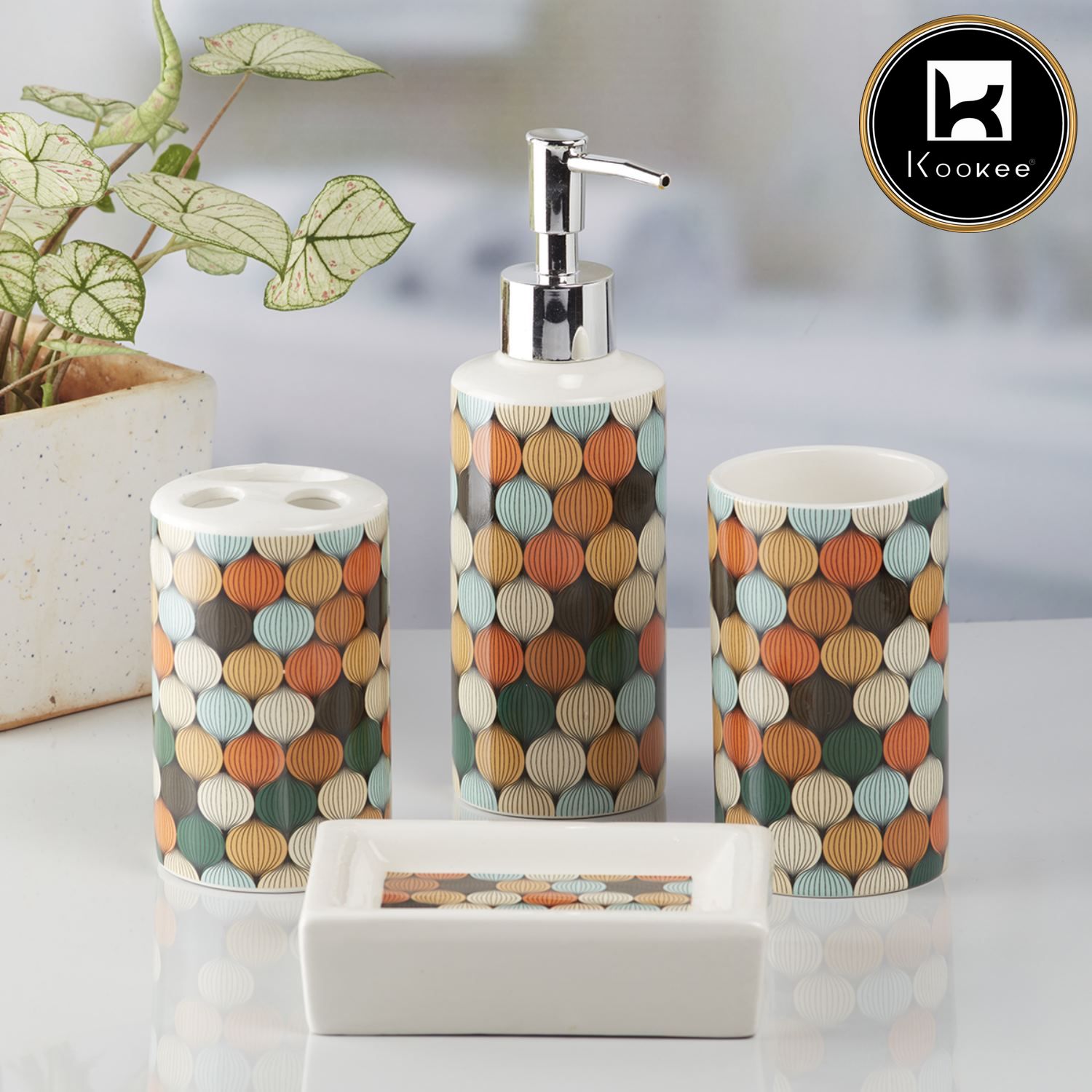 Kookee Ceramic Bathroom Sets, Multi, ART07687