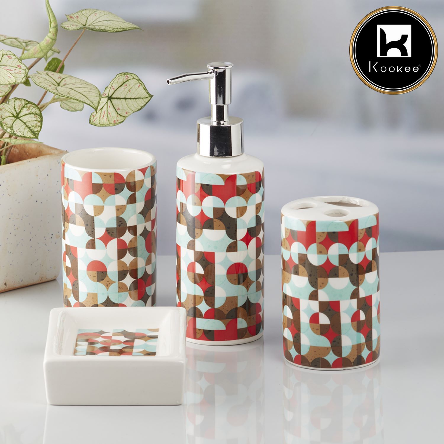 Kookee Ceramic Bathroom Sets, Multi, ART07688