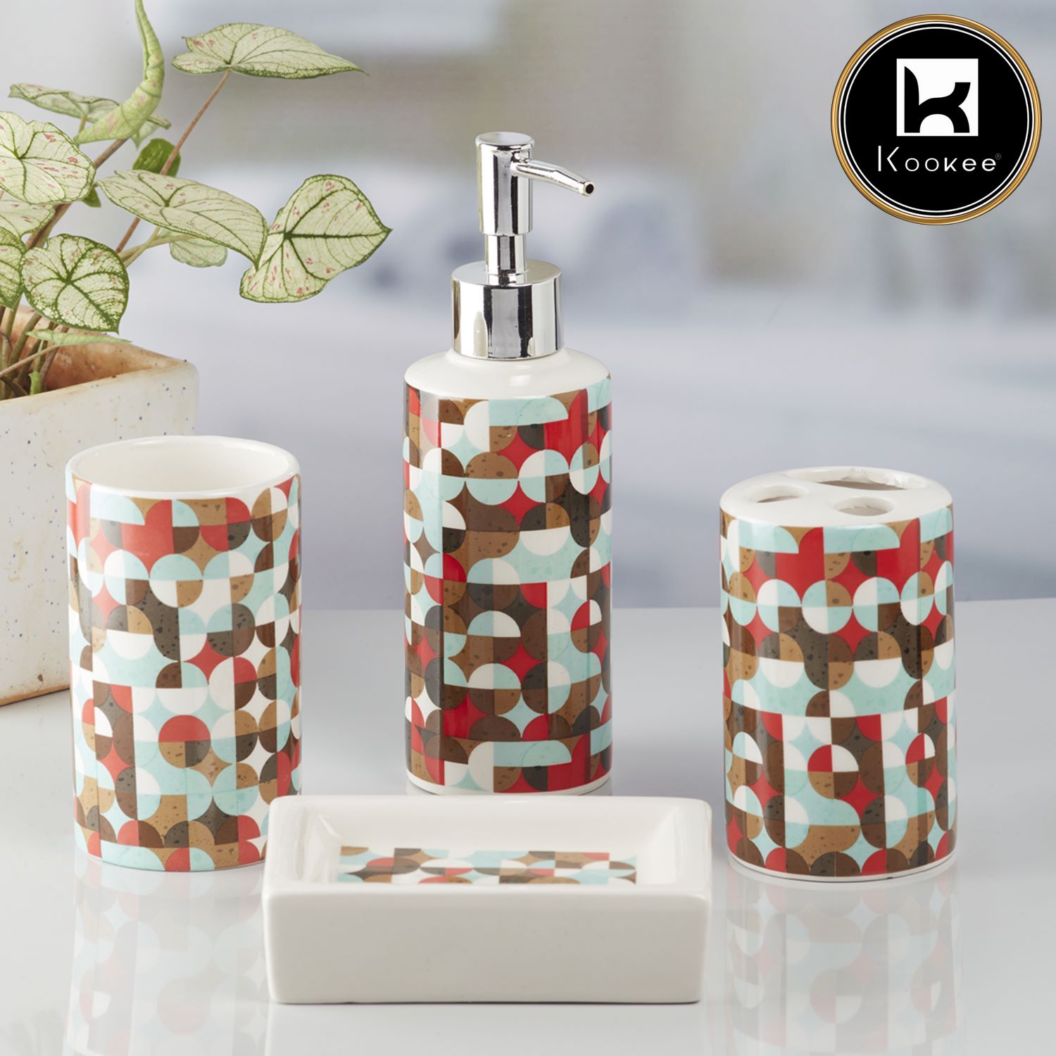 Kookee Ceramic Bathroom Sets, Multi, ART07688