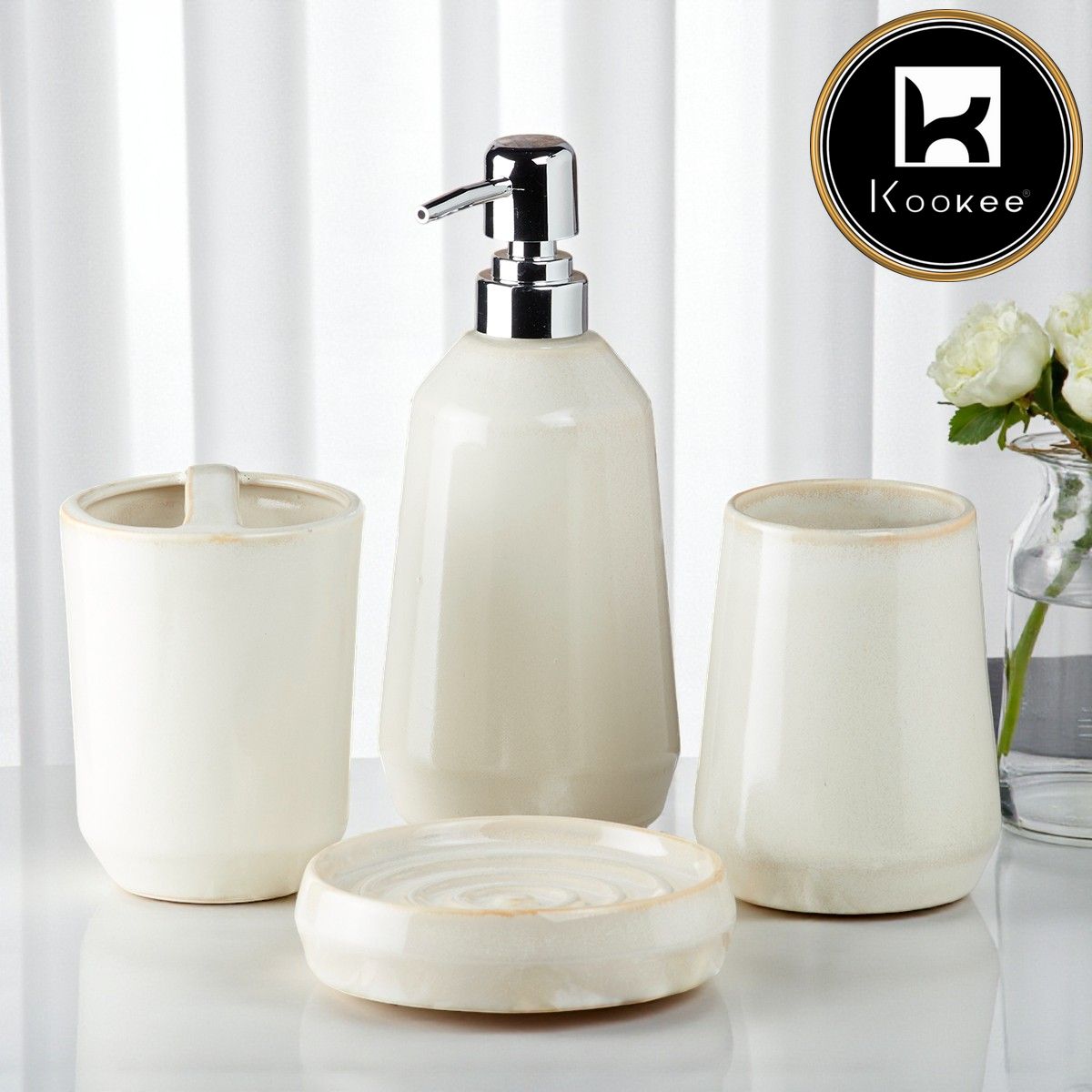 Kookee Ceramic Bathroom Sets, Off White, ART07716