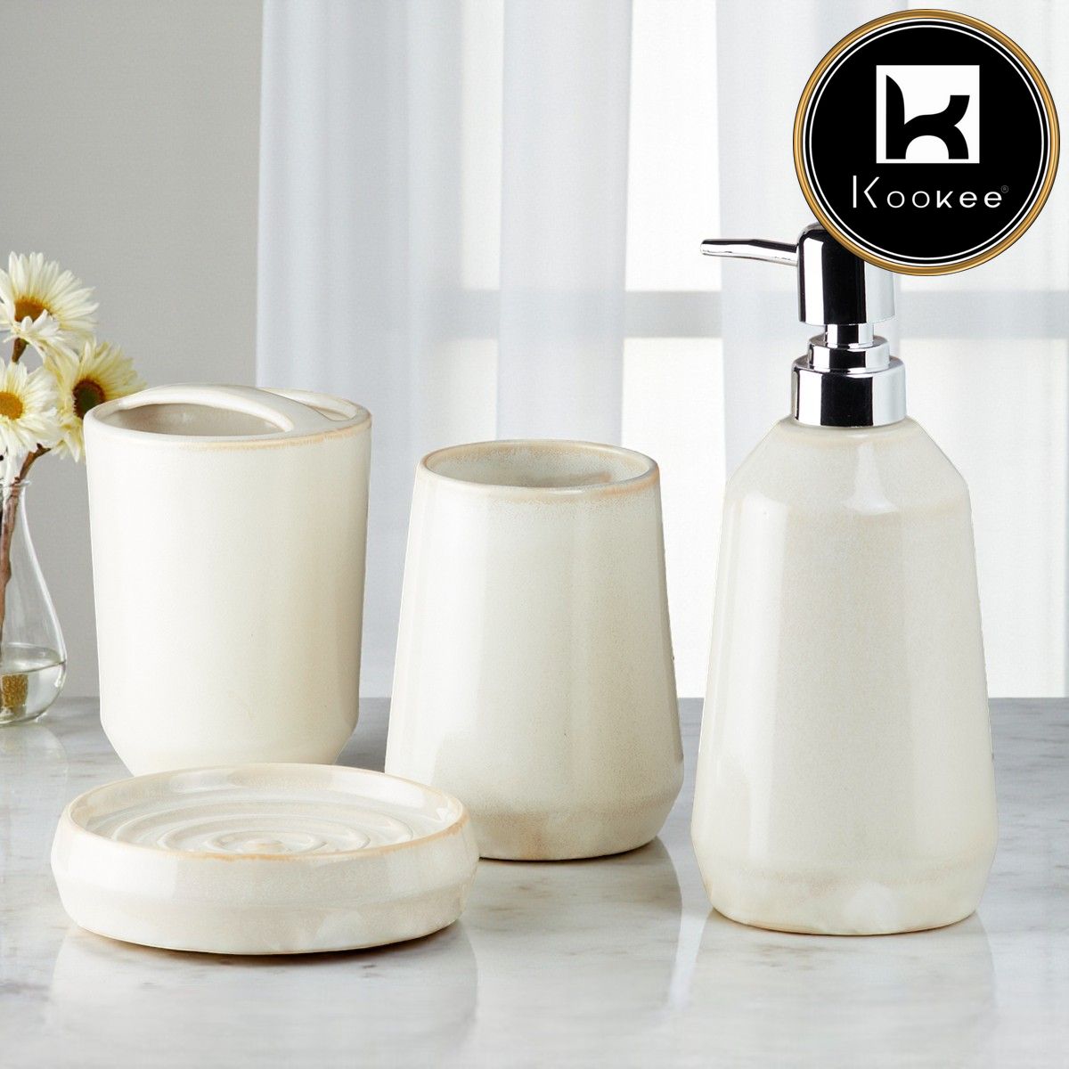 Kookee Ceramic Bathroom Sets, Off White, ART07716