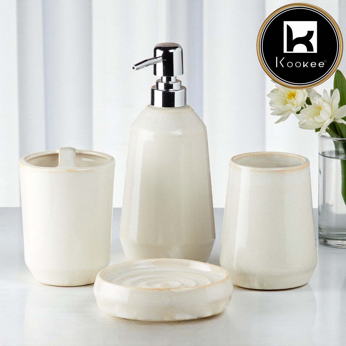 Kookee Ceramic Bathroom Sets, Off White, ART07716