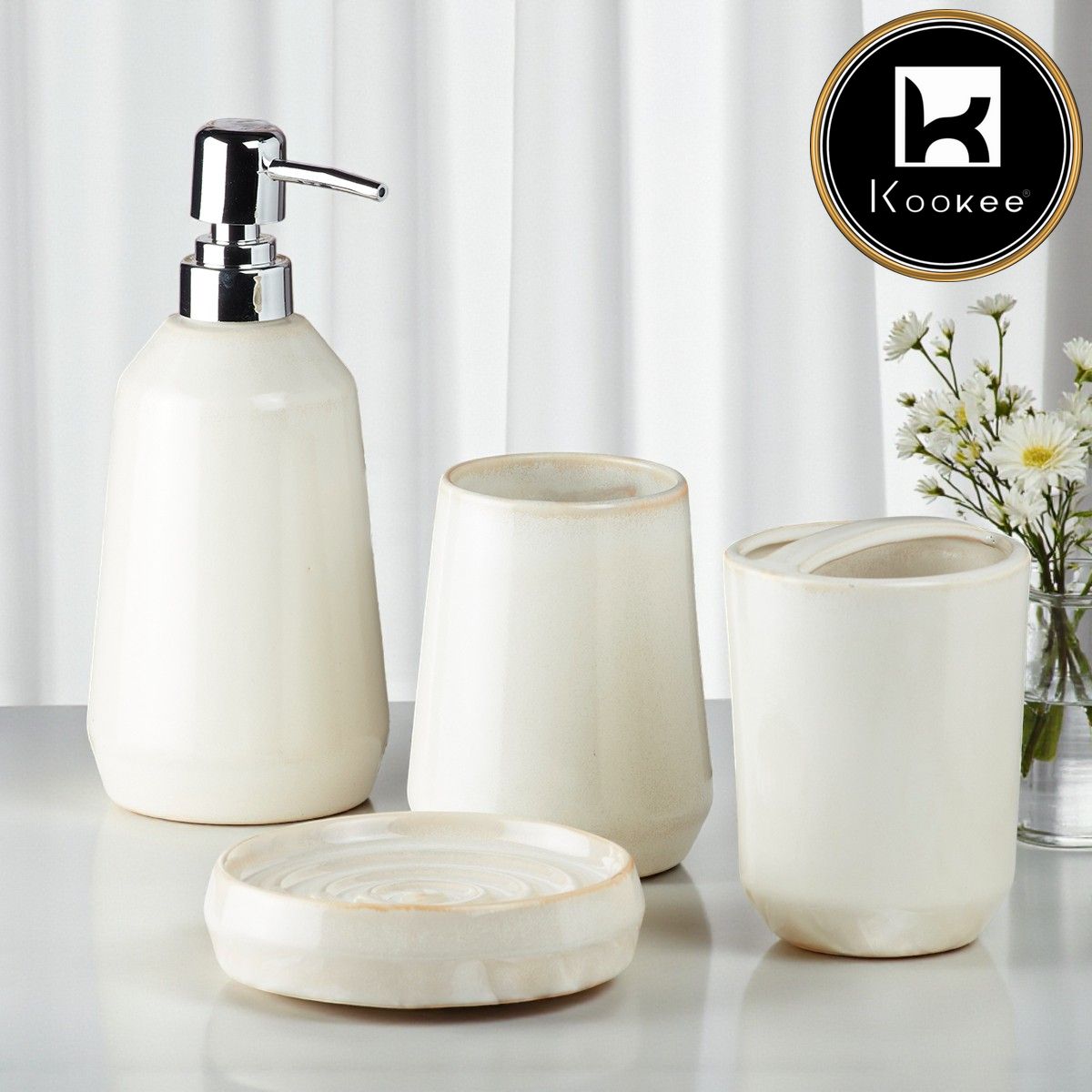 Kookee Ceramic Bathroom Sets, Off White, ART07716