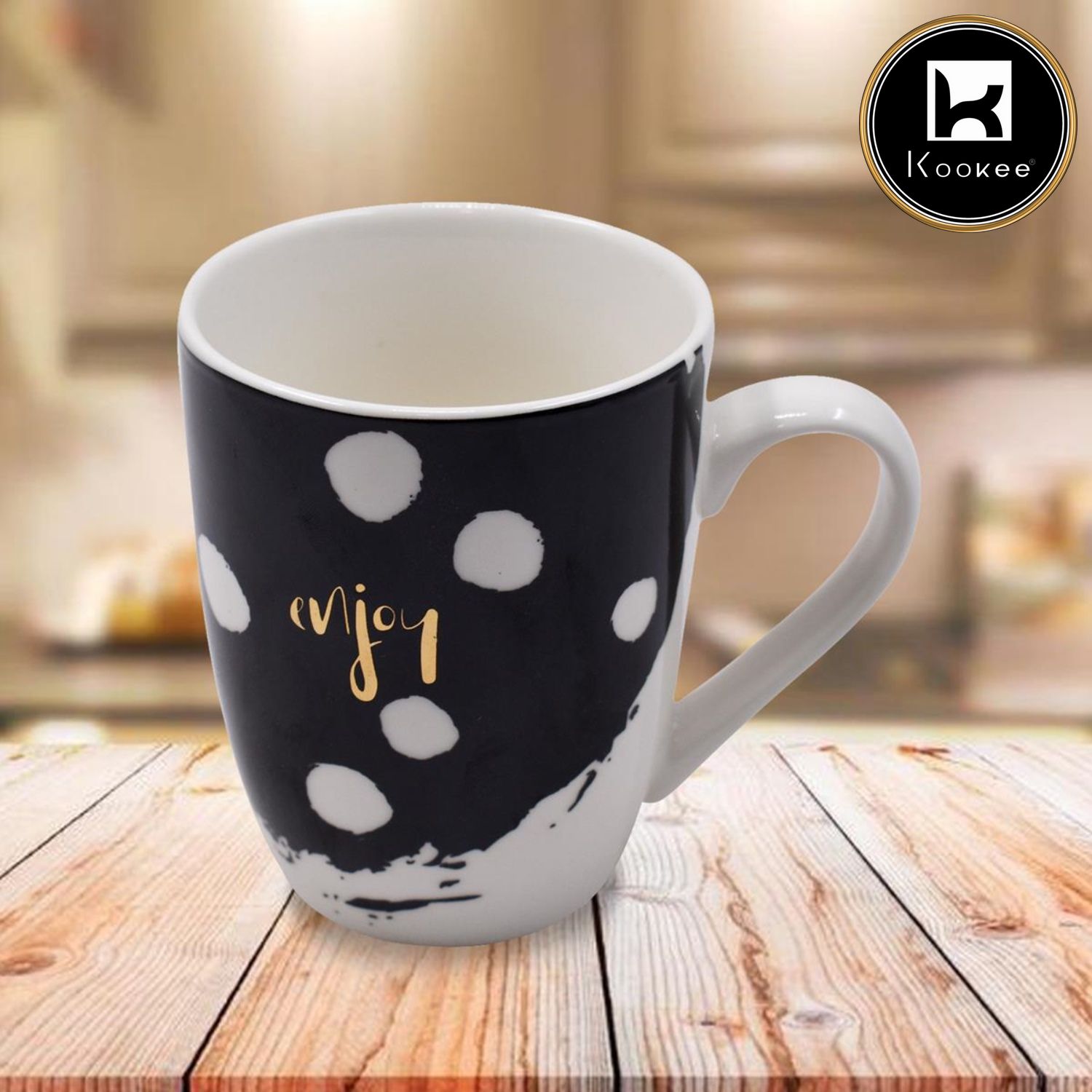 Kookee Printed Ceramic Coffee or Tea Mug with handle for Office, Home or Gifting - 325ml