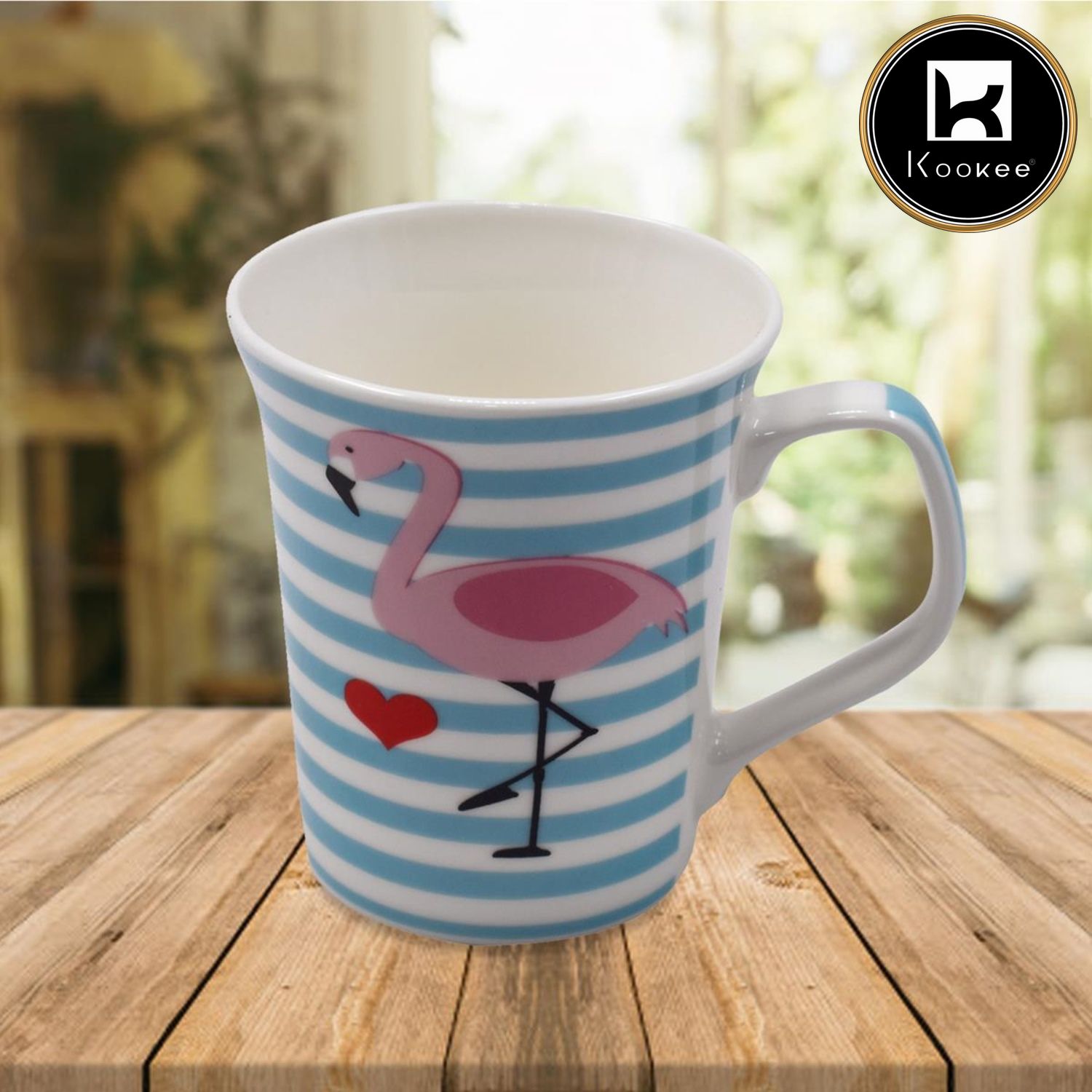 Kookee Printed Ceramic Tall Coffee or Tea Mug with handle for Office, Home or Gifting - 325ml