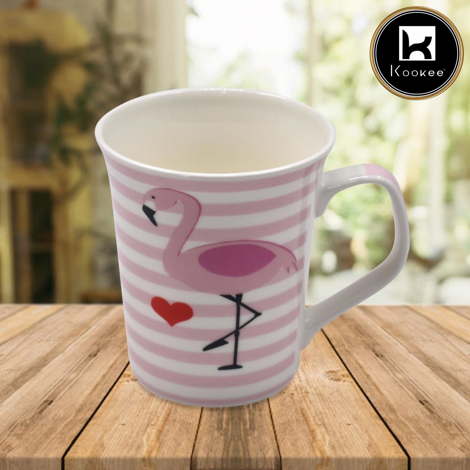 Kookee Printed Ceramic Tall Coffee or Tea Mug with handle for Office, Home or Gifting - 325ml