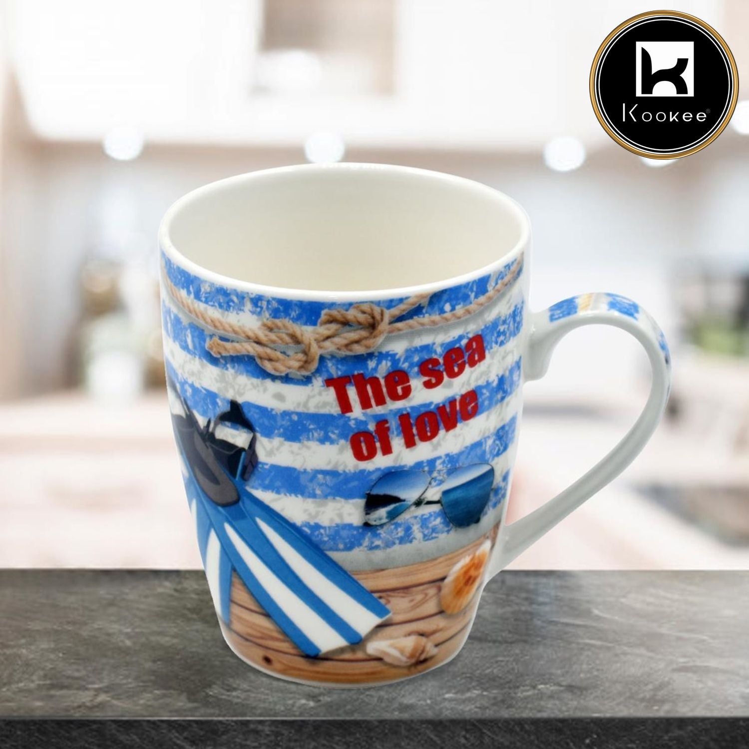 Kookee Printed Ceramic Coffee or Tea Mug with handle - 325ml (BPM3030-G-D)