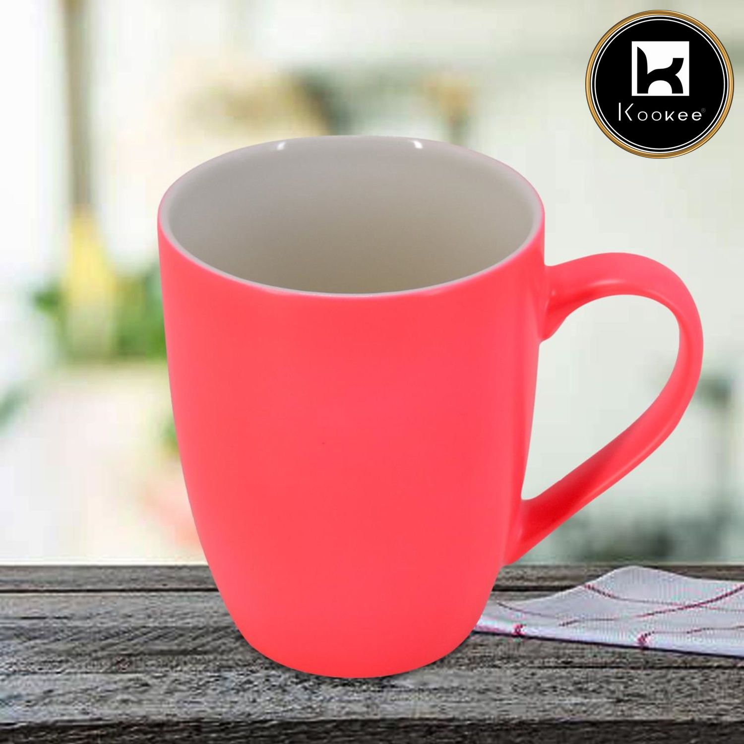 Kookee Single Color Ceramic Coffee or Tea Mug with handle for Office, Home or Gifting - 325ml