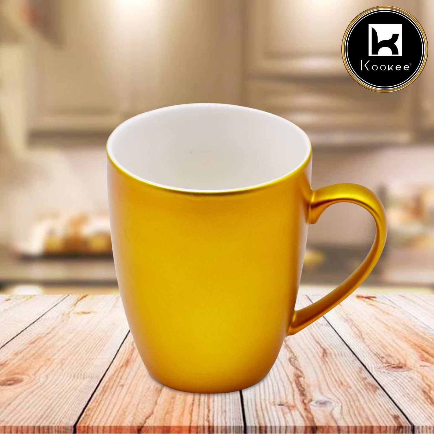 Kookee Single Color Ceramic Coffee or Tea Mug with handle for Office, Home or Gifting - 325ml