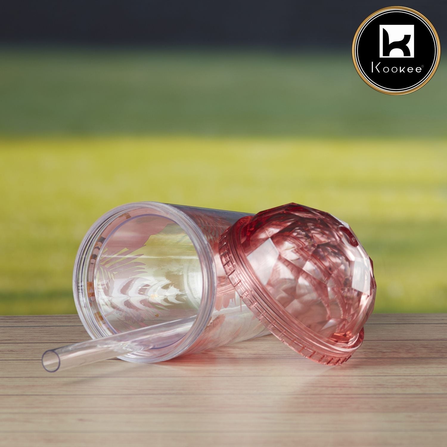 Acrylic Sipper, Cup, Tumbler Frosted with Straw and Lid - 270ml (7794)