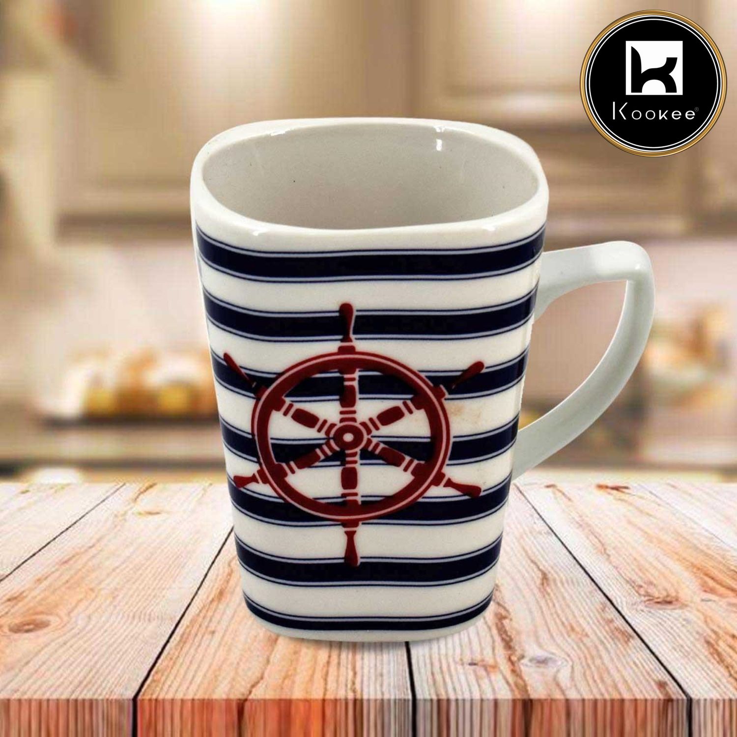 Kookee Printed Ceramic Tall Coffee or Tea Mug with handle - 325ml (BPM3402-C)