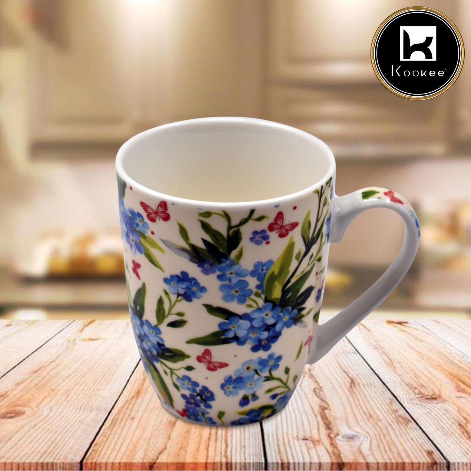 Kookee Printed Ceramic Coffee or Tea Mug with handle for Office, Home or Gifting - 325ml