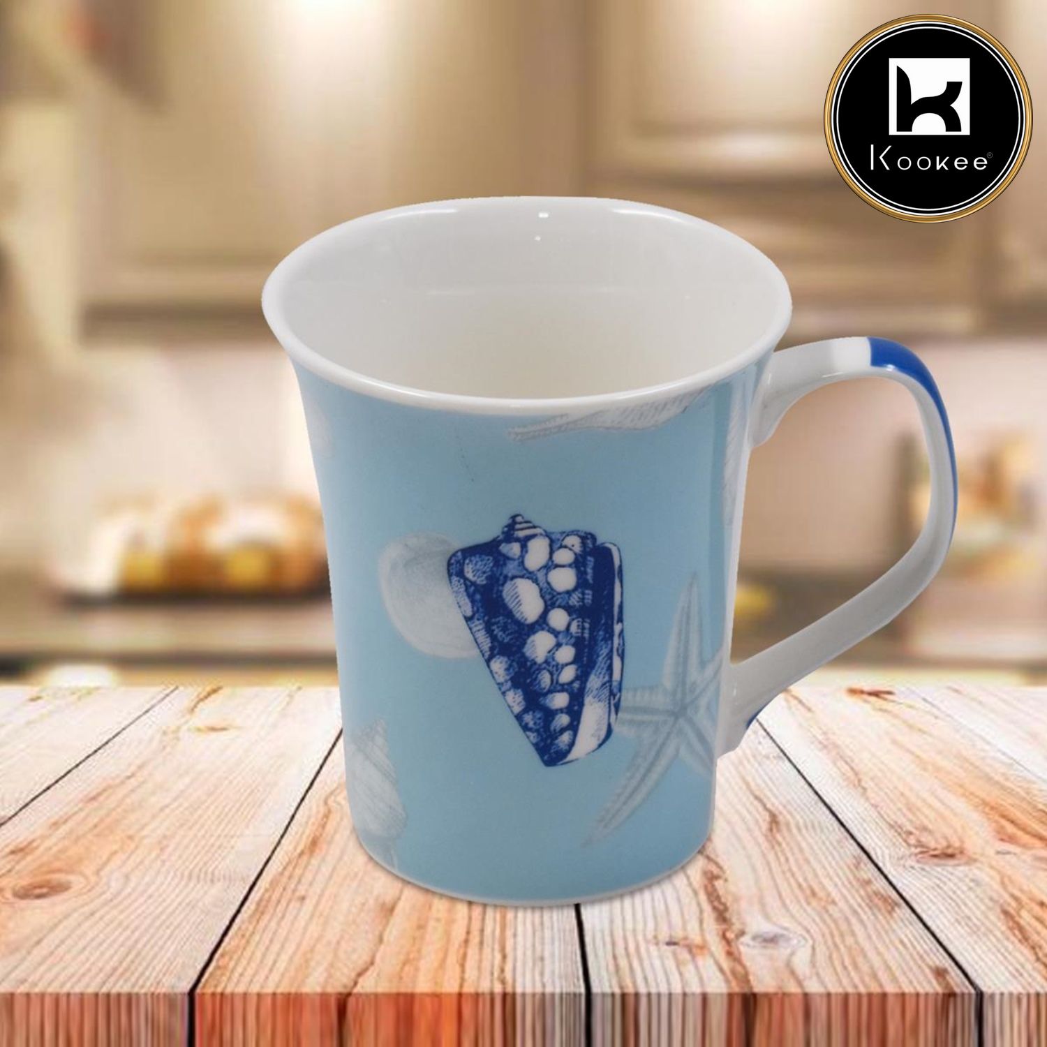 Kookee Printed Ceramic Tall Coffee or Tea Mug with handle for Office, Home or Gifting - 325ml