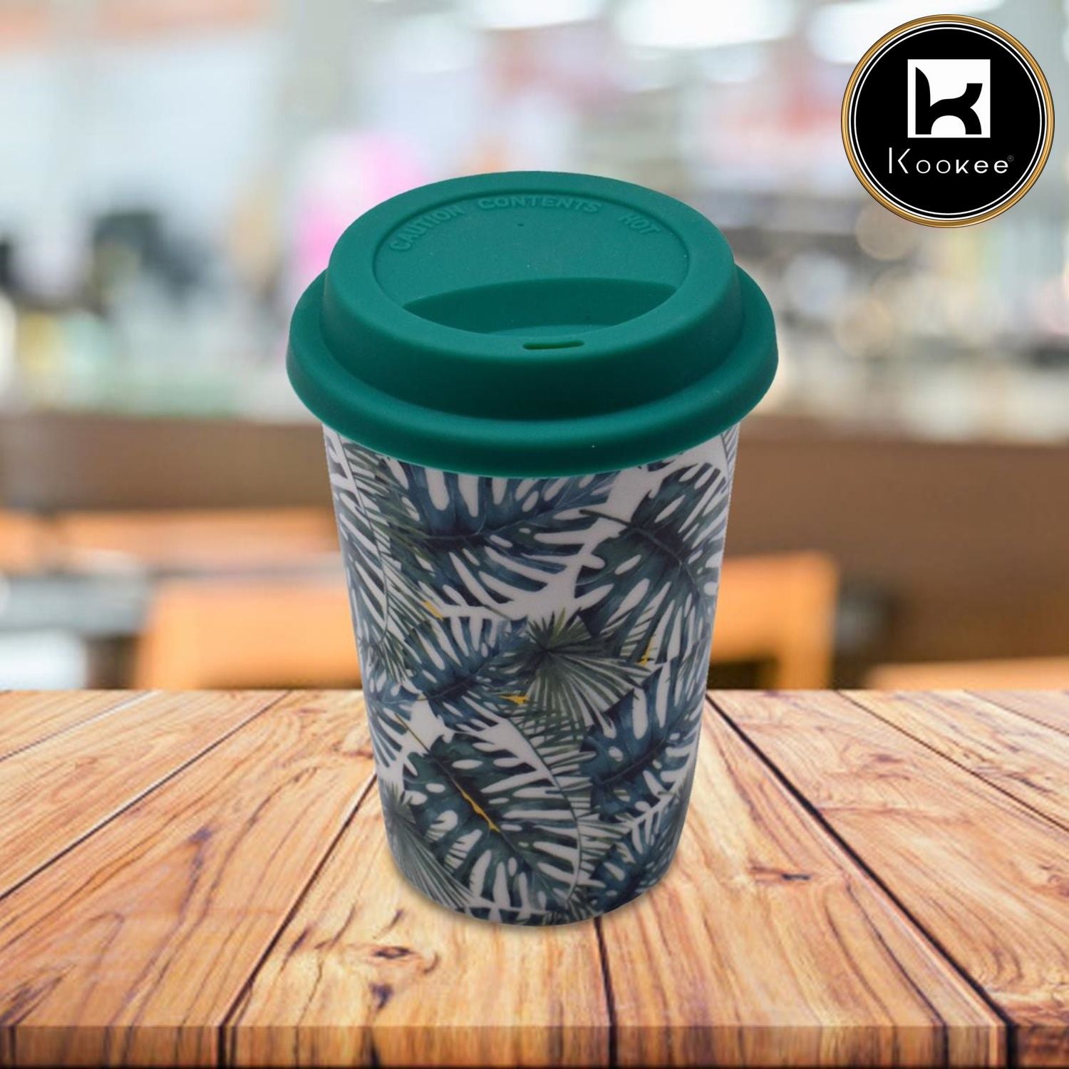 Kookee Ceramic Coffee or Tea Tall Tumbler with Silicone Lid for Office, Home or Gifting - 275ml