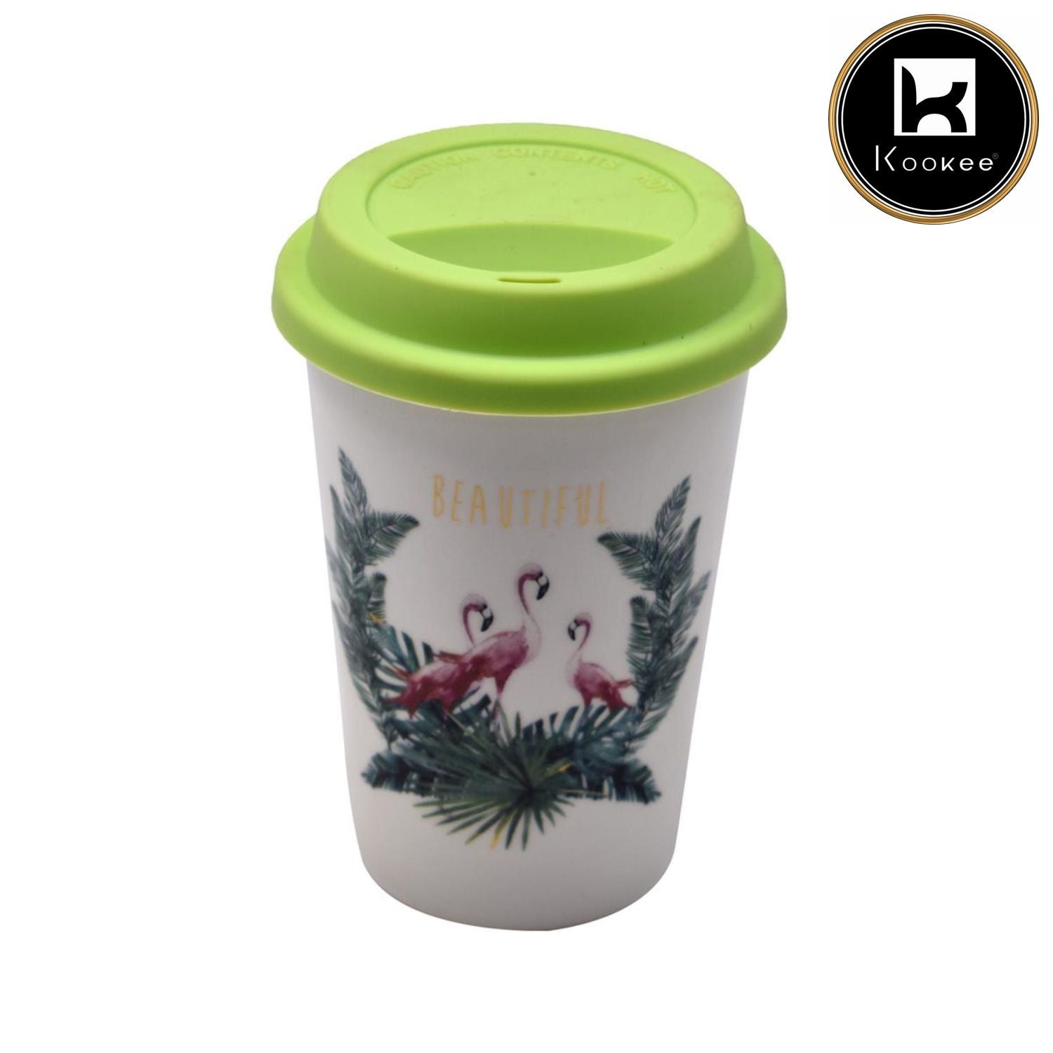 Ceramic Coffee or Tea Tall Tumbler with Silicone Lid - 275ml (BPM4723-D)