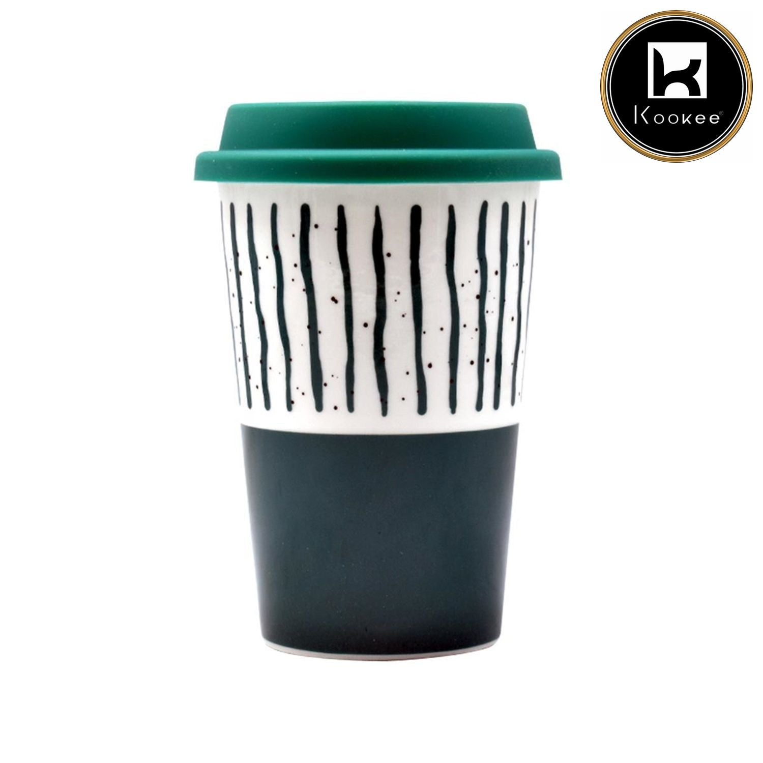 Ceramic Coffee or Tea Tall Tumbler with Silicone Lid - 275ml (BPM4724-D)