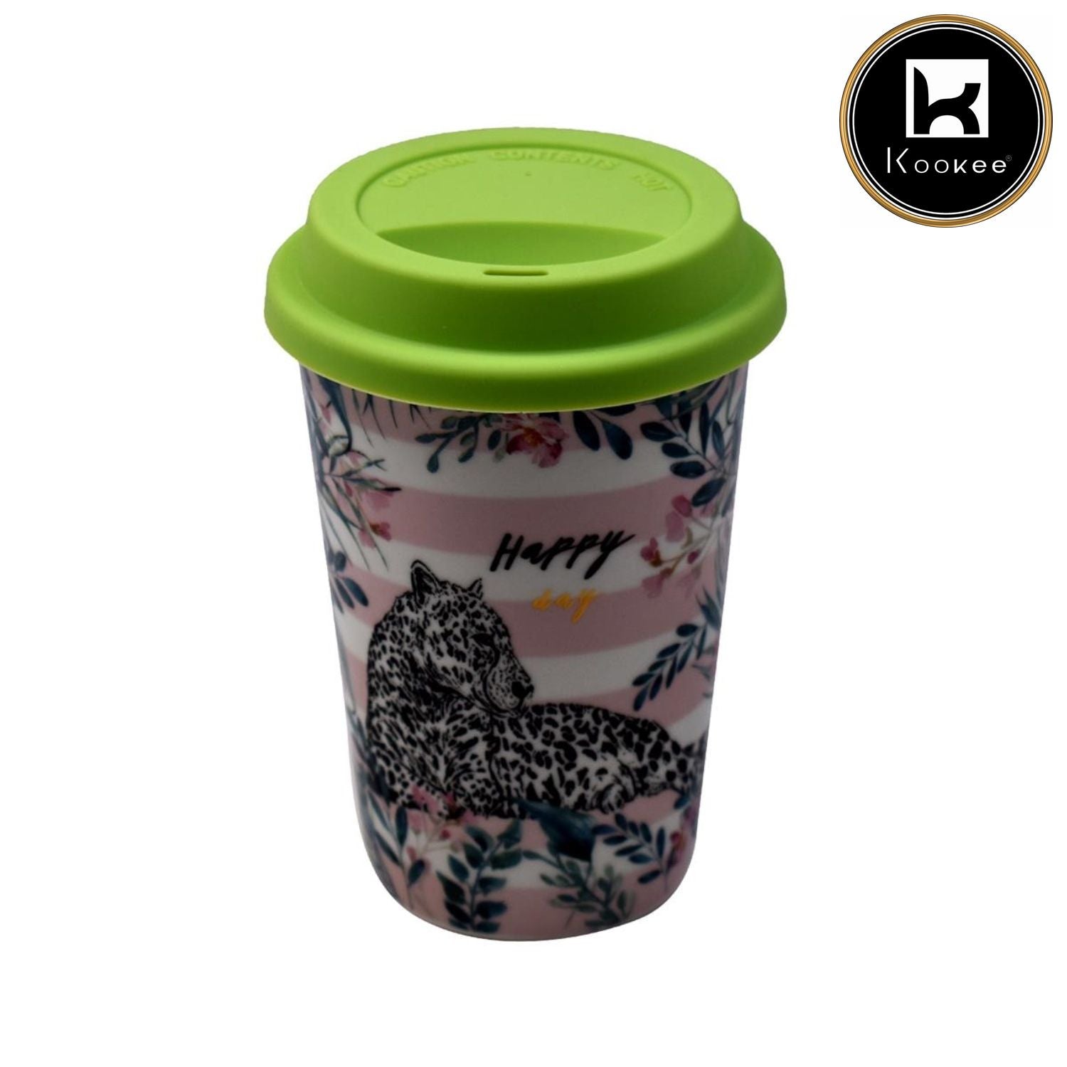 Ceramic Coffee or Tea Tall Tumbler with Silicone Lid - 275ml (BPM4735-C)