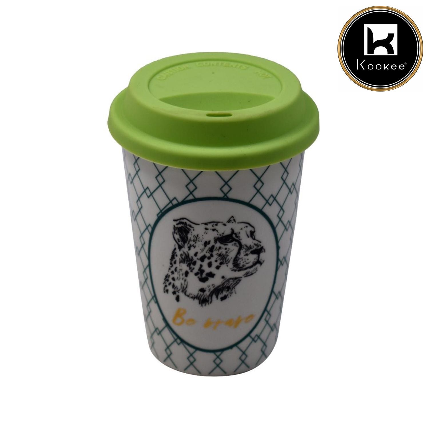 Ceramic Coffee or Tea Tall Tumbler with Silicone Lid - 275ml (BPM4735-D)