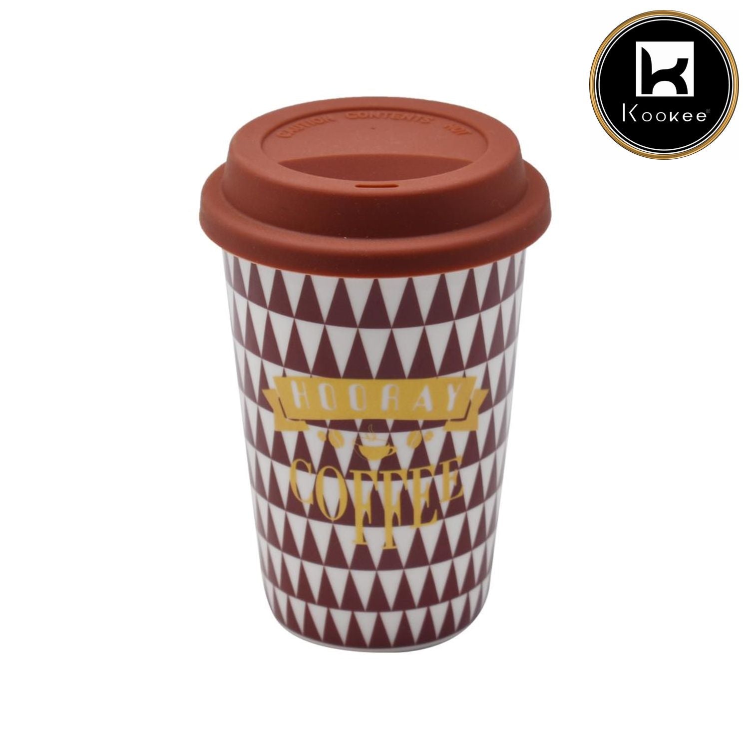 Ceramic Coffee or Tea Tall Tumbler with Silicone Lid - 275ml (BPM4875-D)