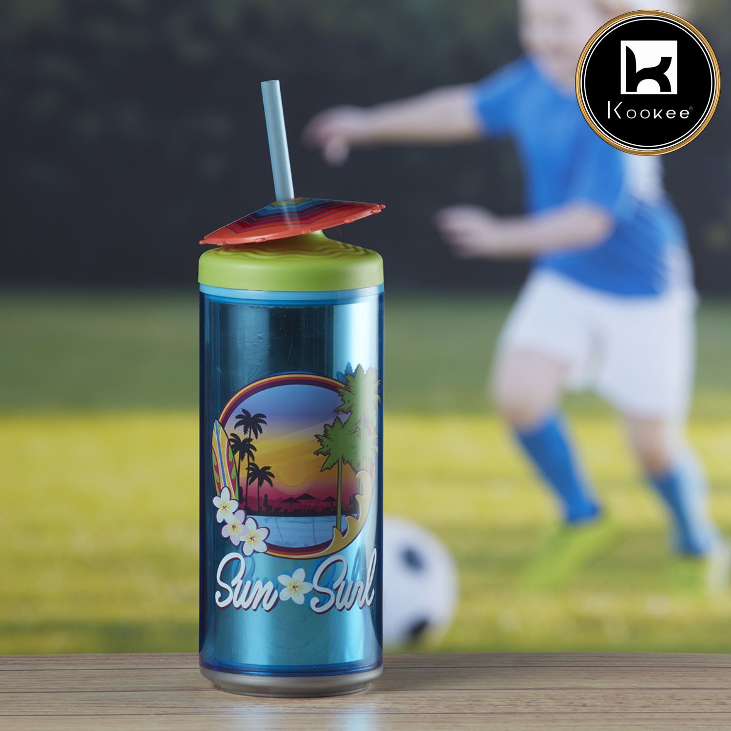 Kookee Acrylic Sipper, Cup, Tumbler Frosted with Straw and Lid, 275ml (KT-008-A)