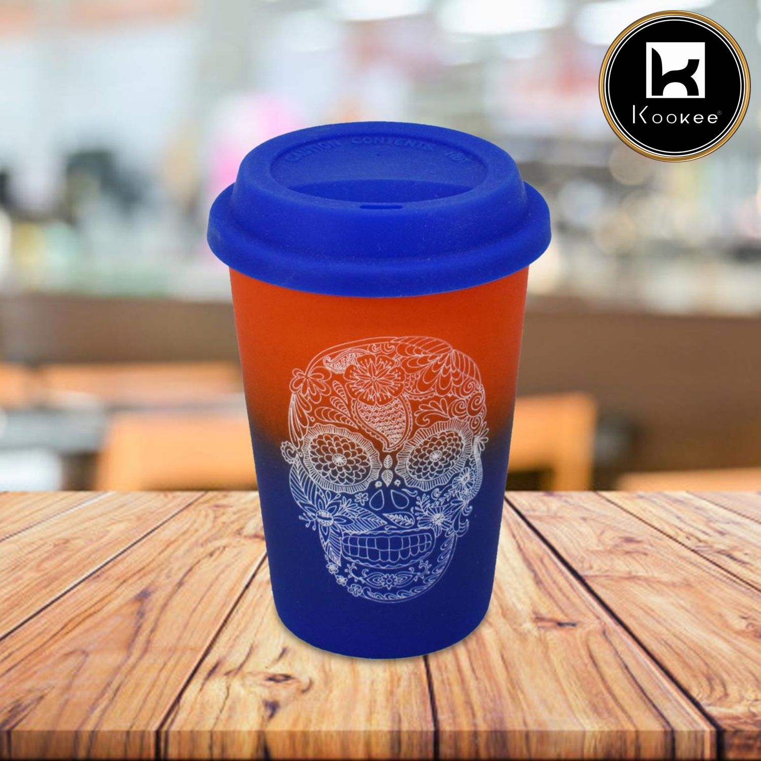 Kookee Ceramic Coffee or Tea Tall Tumbler with Silicone Lid - 275ml (R4848-C)