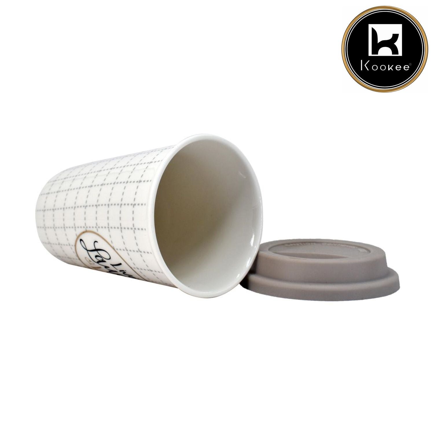 Ceramic Coffee or Tea Tall Mug with Silicone Lid - 275ml (R4949-D)