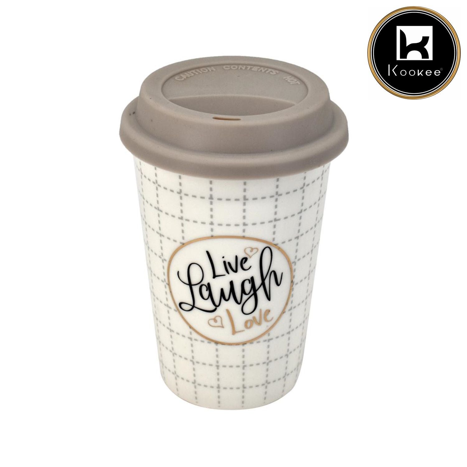 Ceramic Coffee or Tea Tall Mug with Silicone Lid - 275ml (R4949-D)