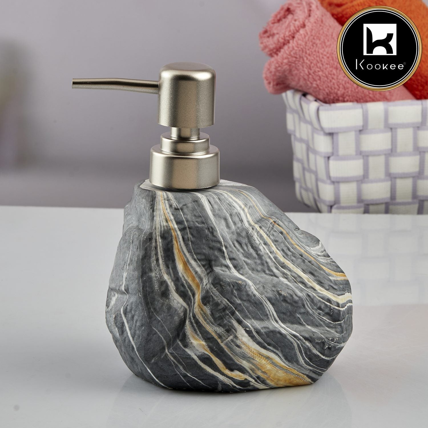 Ceramic Soap Dispenser for handwash for Bathroom, Stone, (Set of 1) (7947)