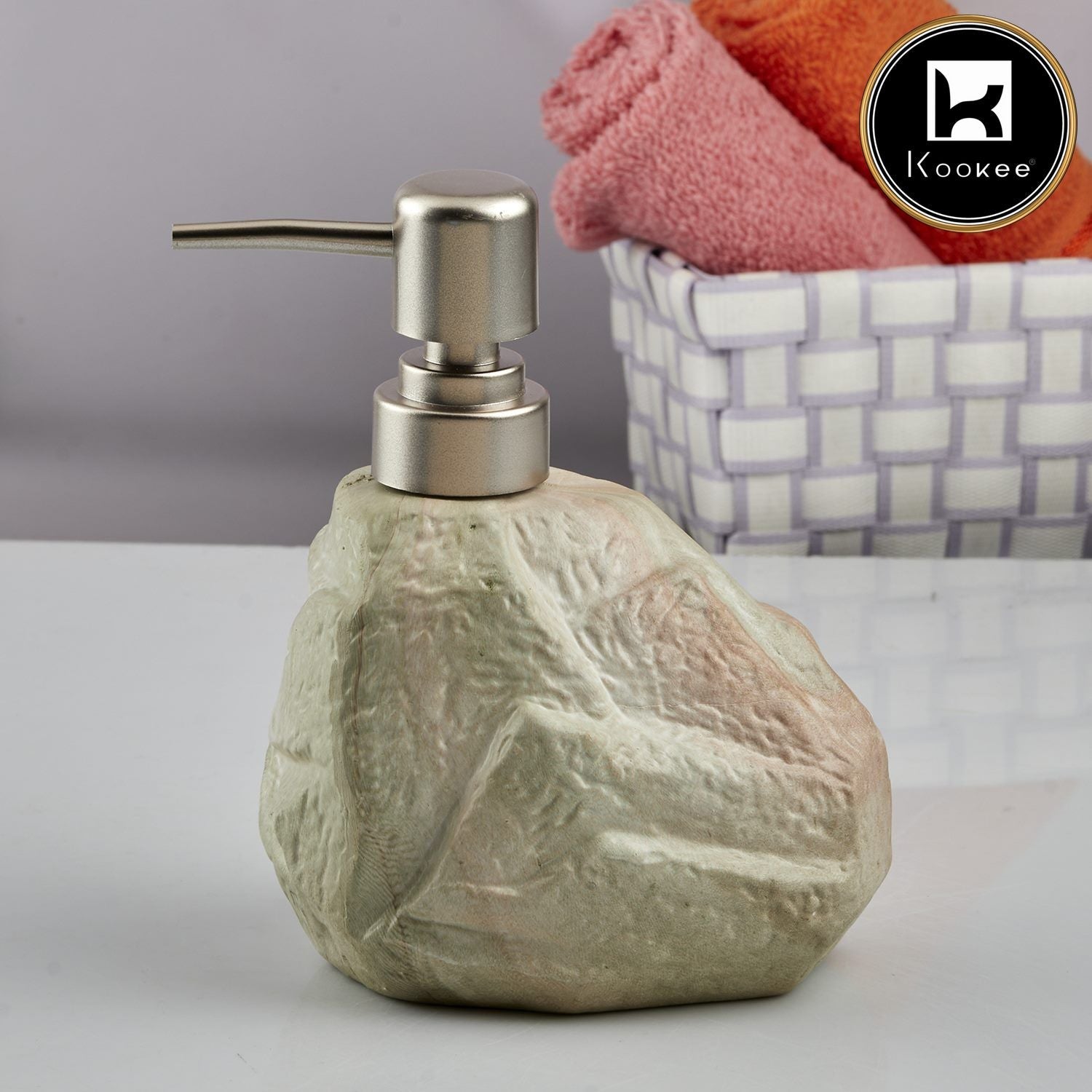 Ceramic Soap Dispenser for handwash for Bathroom, Stone, (Set of 1) (7948)