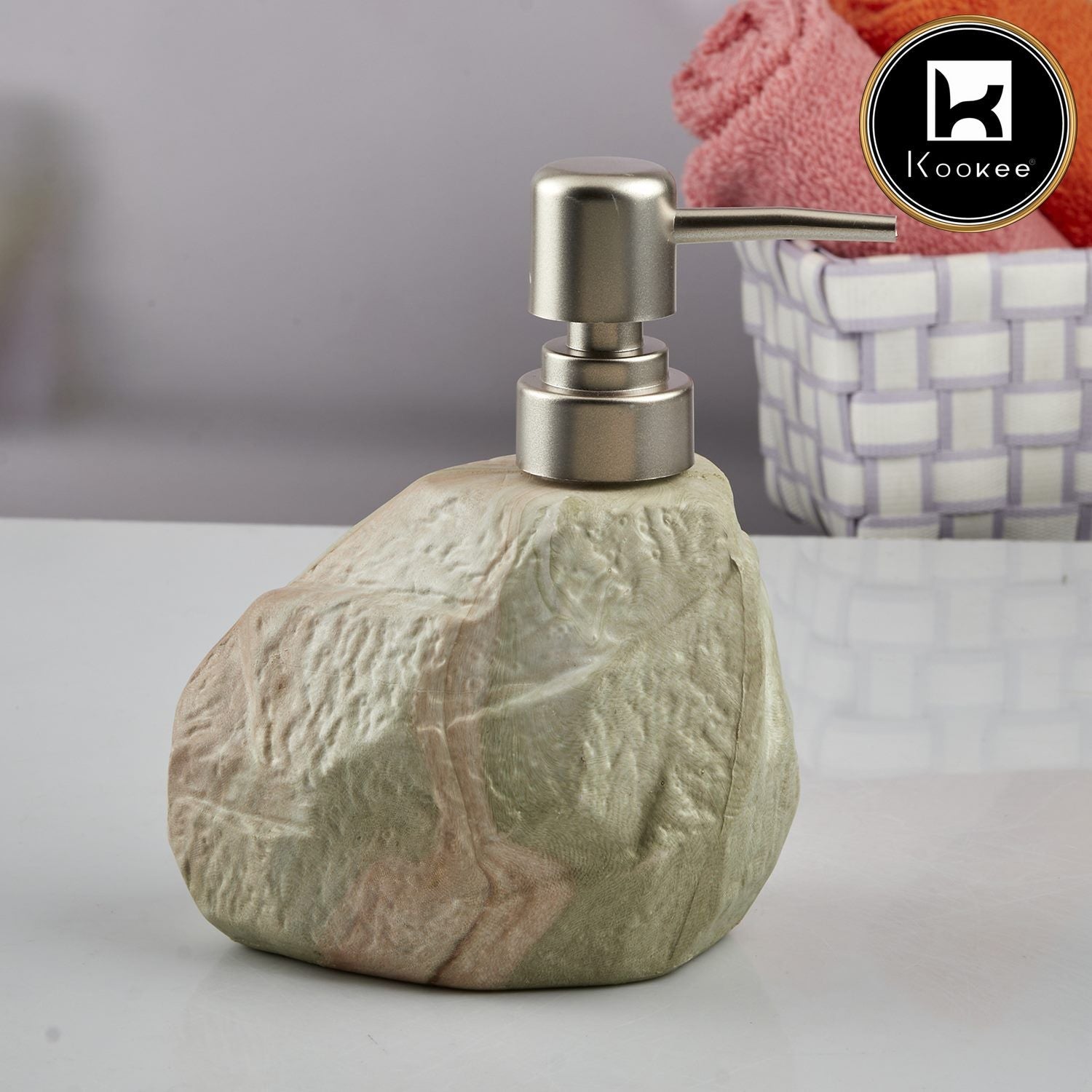 Ceramic Soap Dispenser for handwash for Bathroom, Stone (Set of 1) (7948)