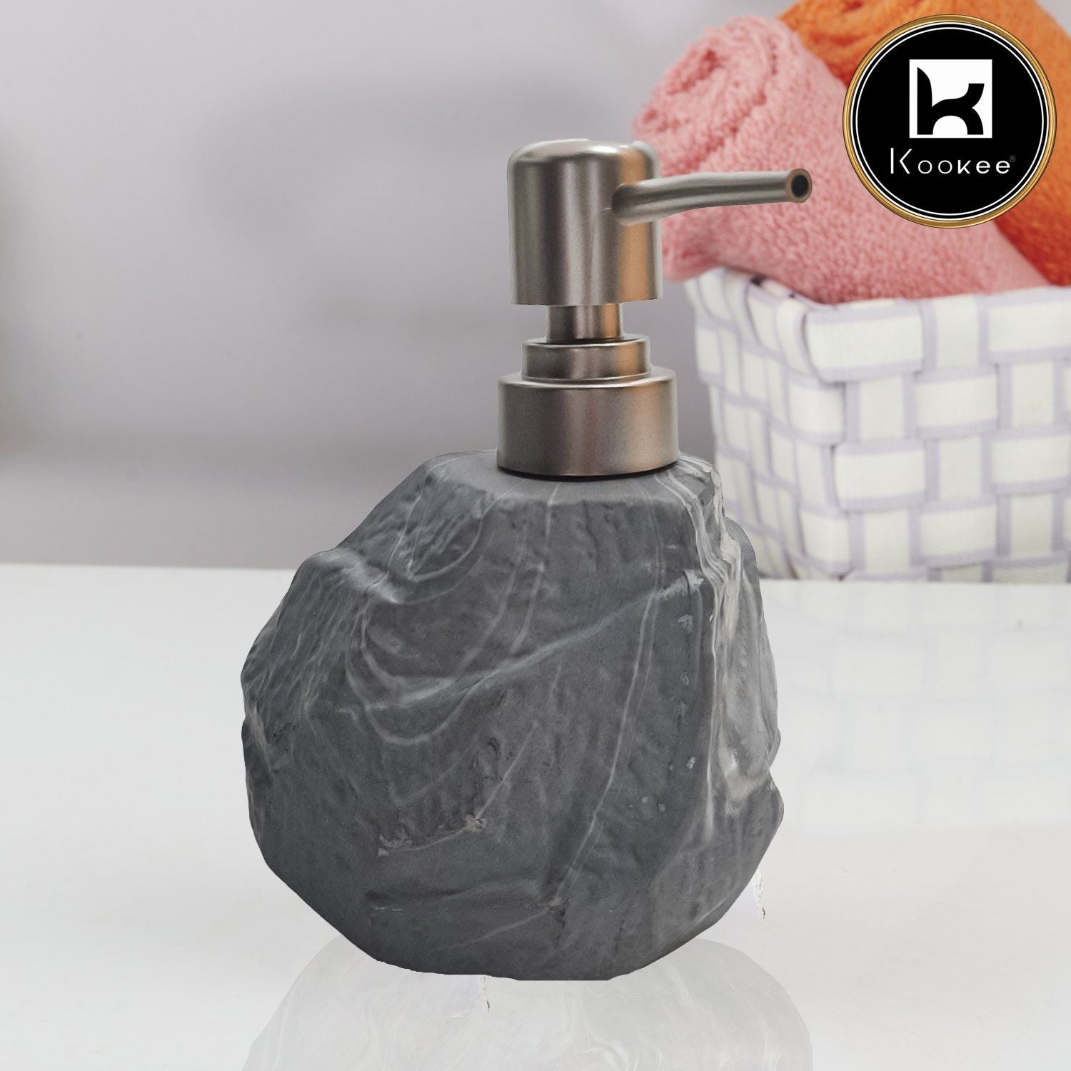 Ceramic Soap Dispenser for handwash for Bathroom, Stone, (Set of 1) (7949)