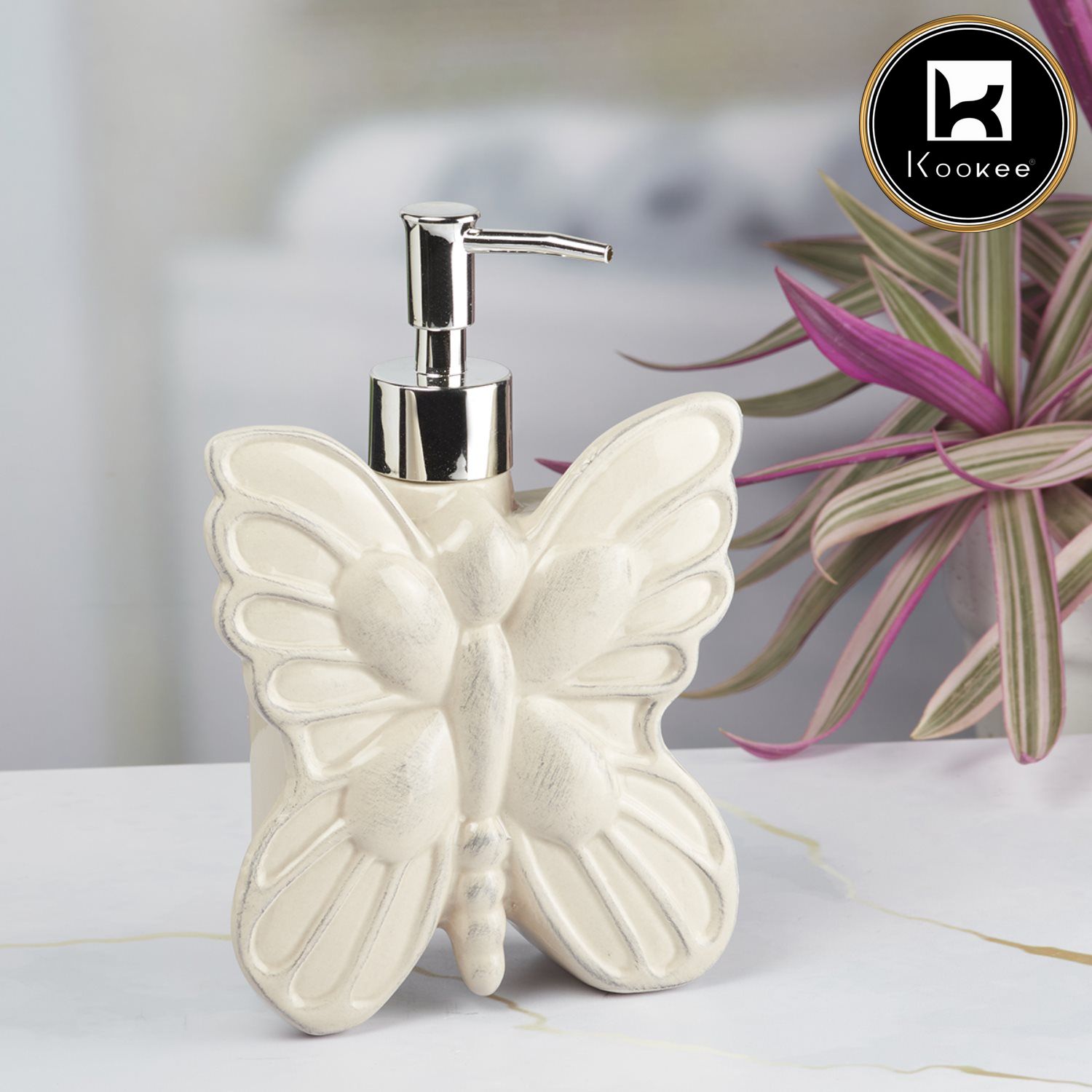 Ceramic Soap Dispenser for handwash for Bathroom, Beige (V-CSD-007-3)