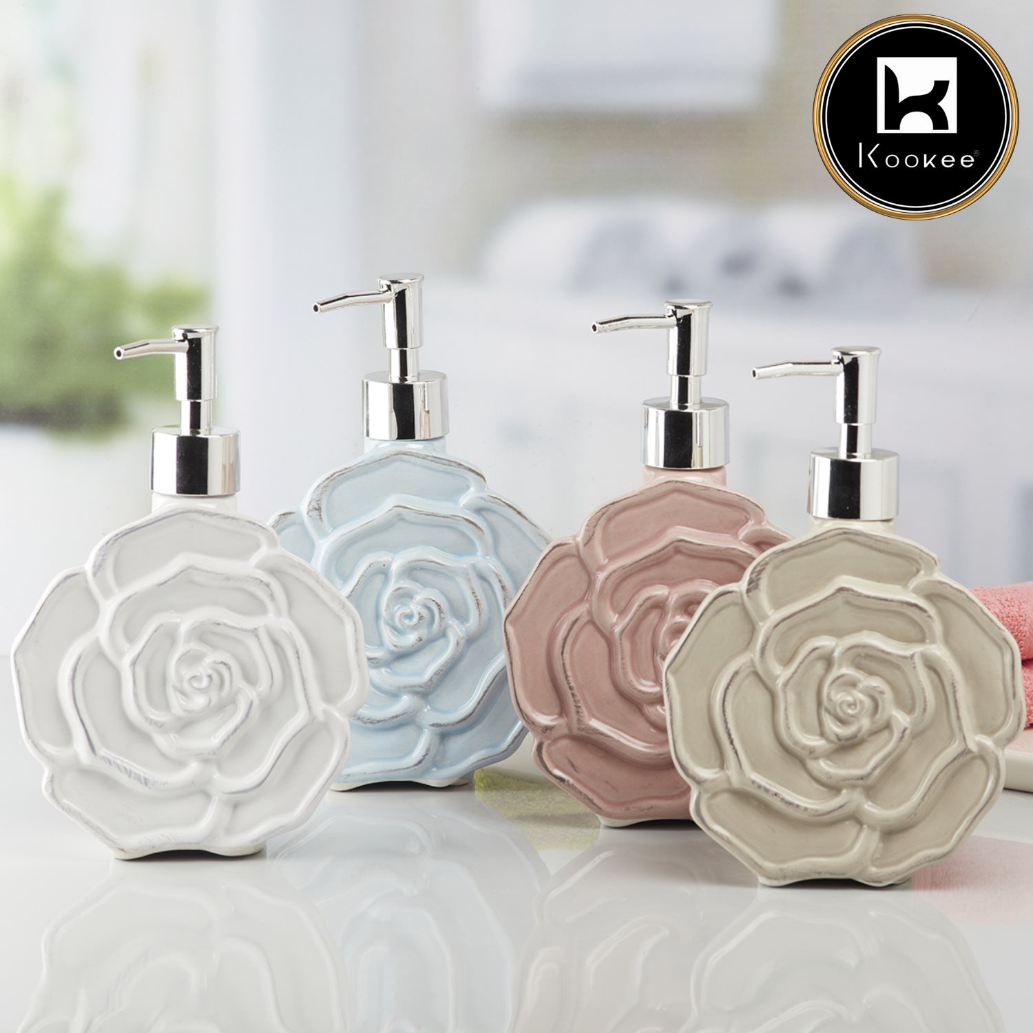 Ceramic Soap Dispenser for handwash for Bathroom, Beige (V-CSD-007-1)