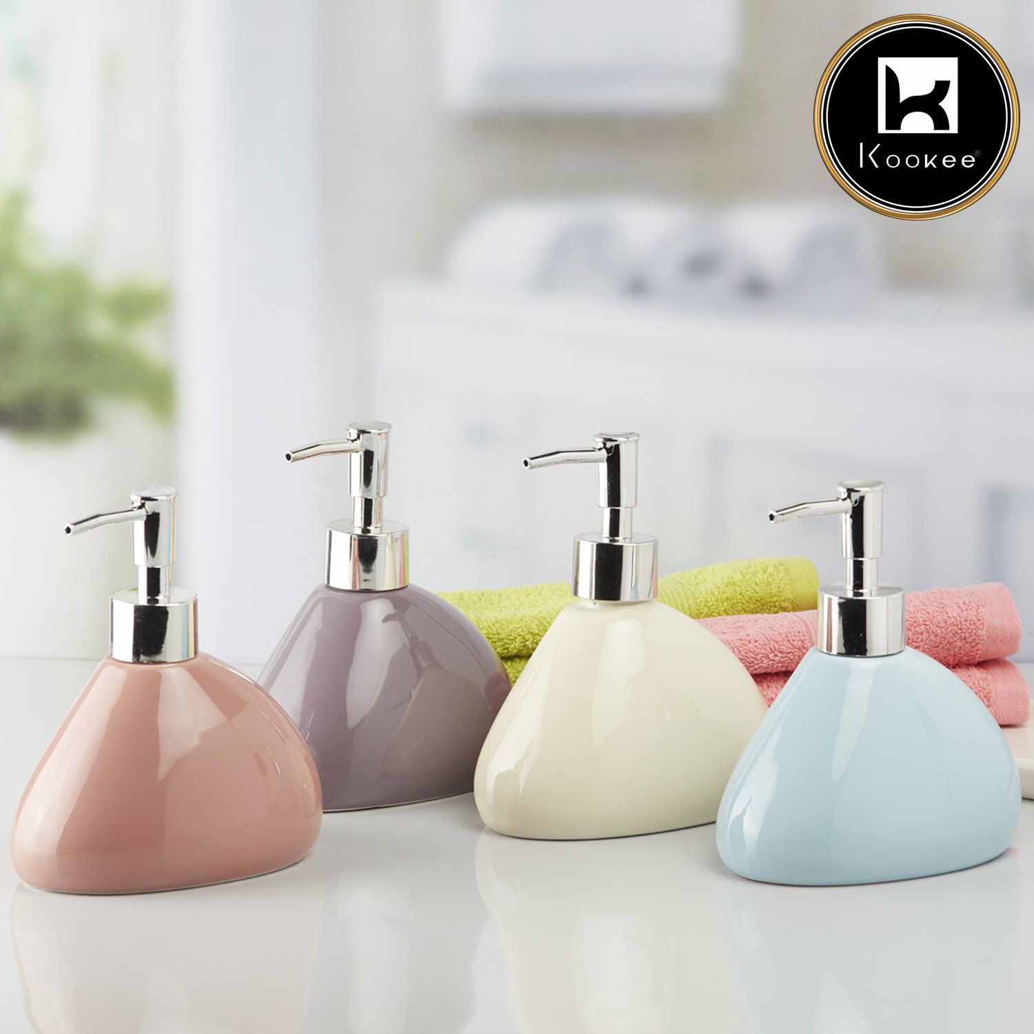 Ceramic Soap Dispenser for handwash for Bathroom, Pink, (Set of 1) (7967)