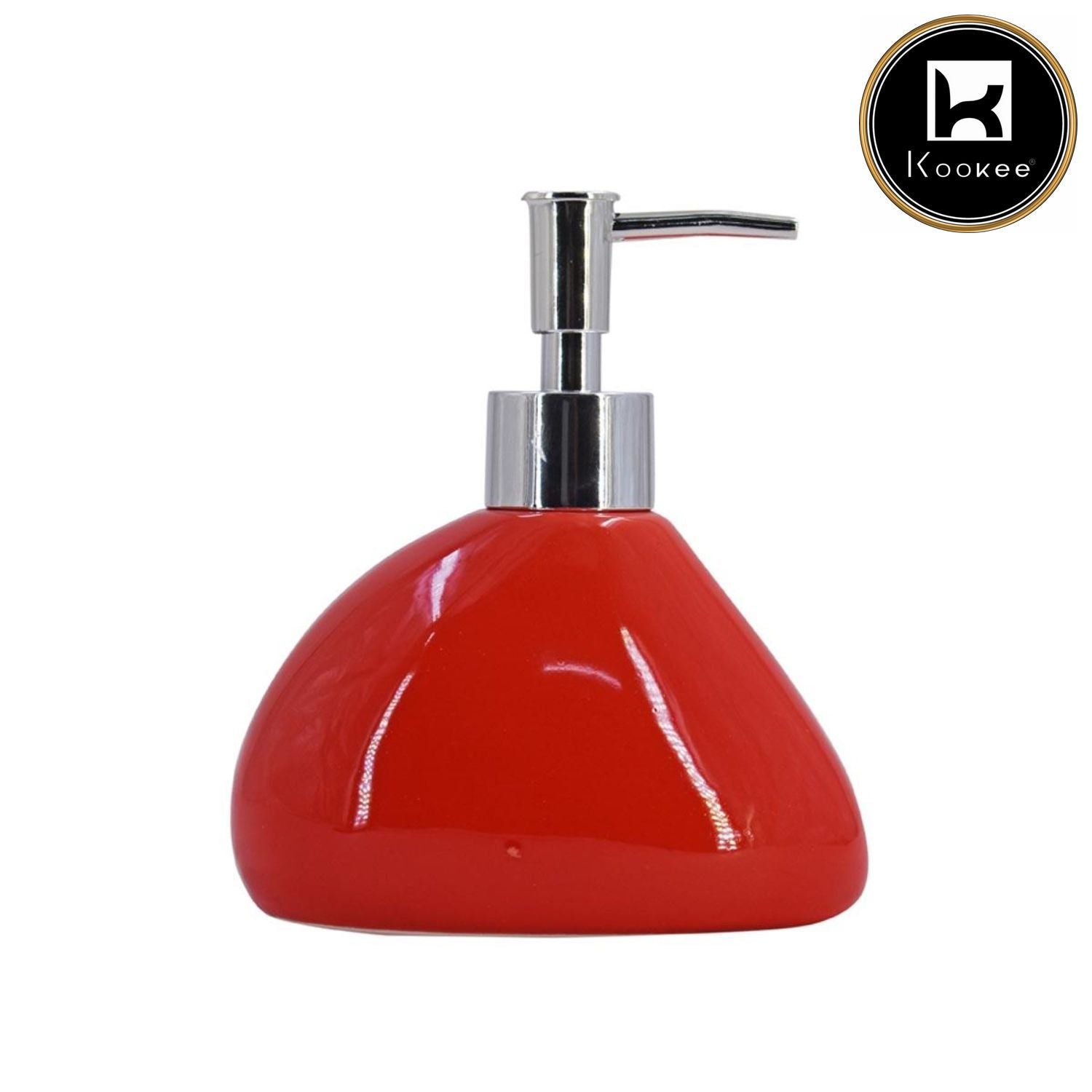 Ceramic Soap Dispenser for handwash for Bathroom, Red, (Set of 1) (7973)