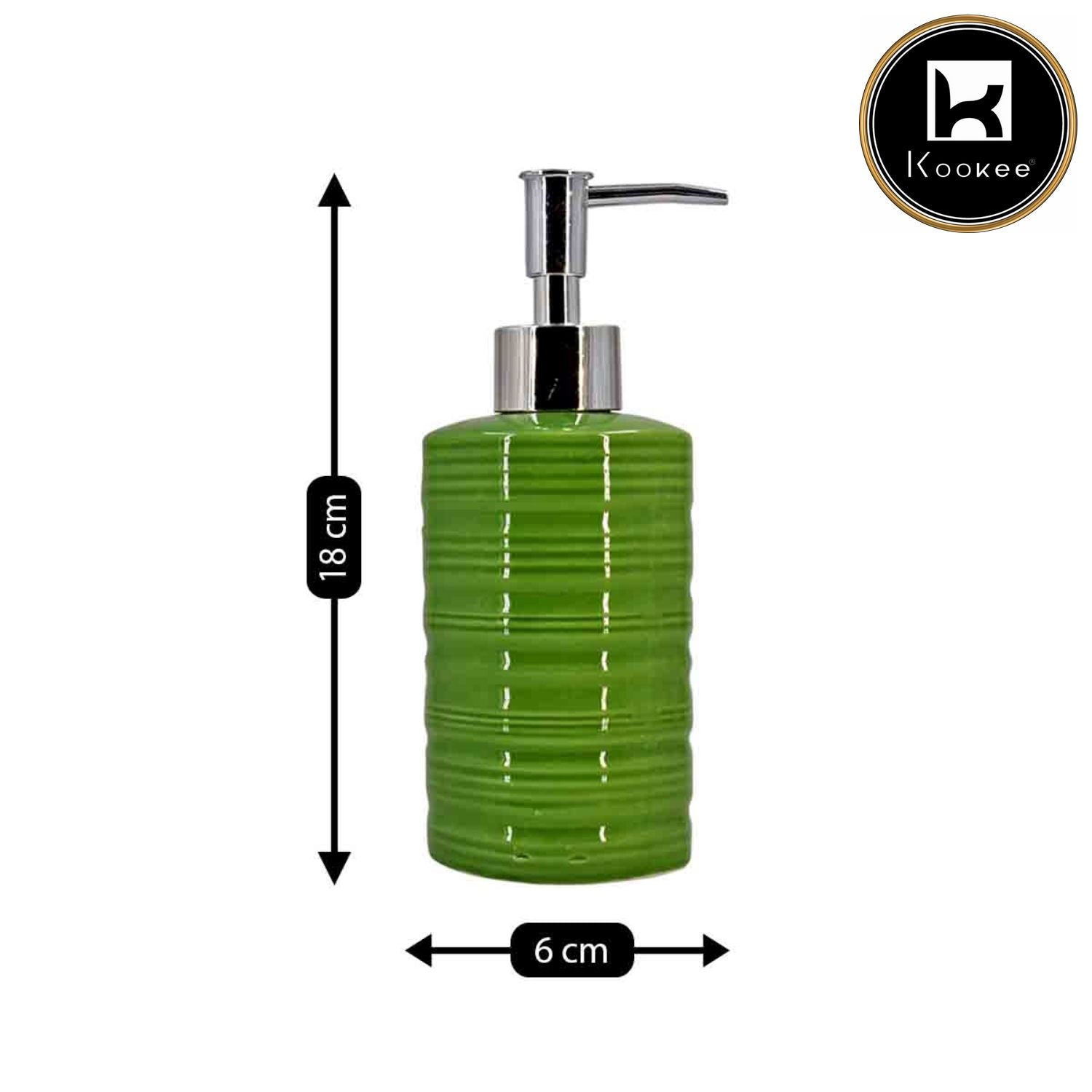 Ceramic Soap Dispenser for handwash for Bathroom, Green, (Set of 1) (7974)