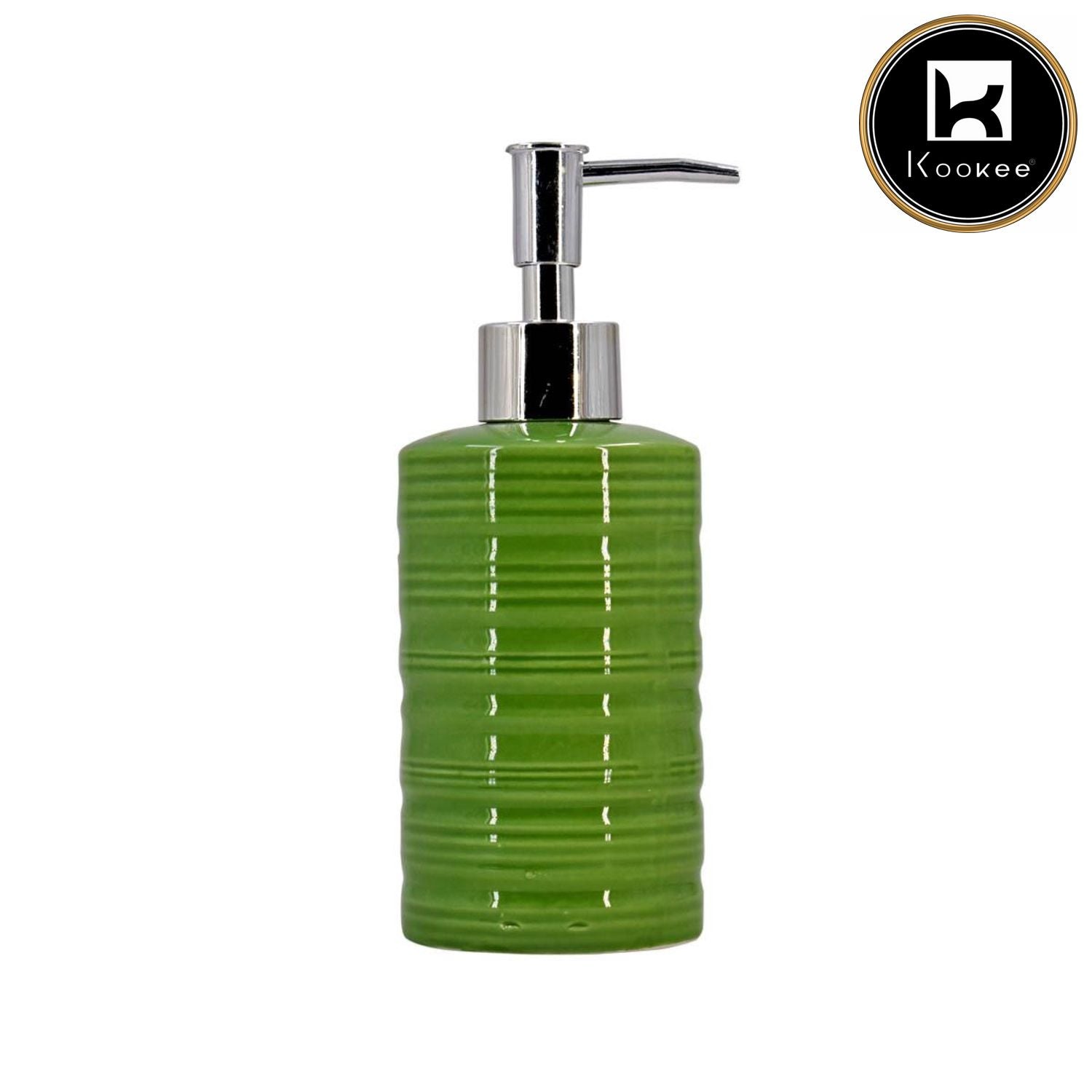 Ceramic Soap Dispenser for handwash for Bathroom, Green, (Set of 1) (7974)