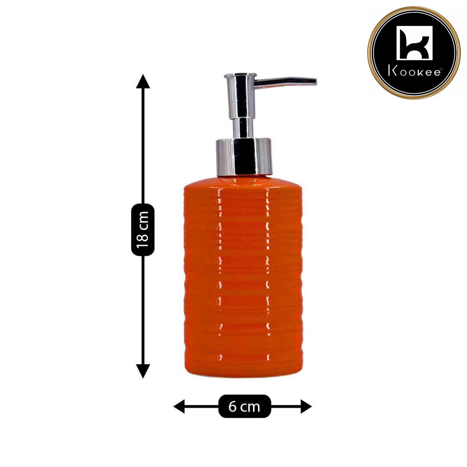 Ceramic Soap Dispenser for handwash for Bathroom, Orange, (Set of 1) (7975)