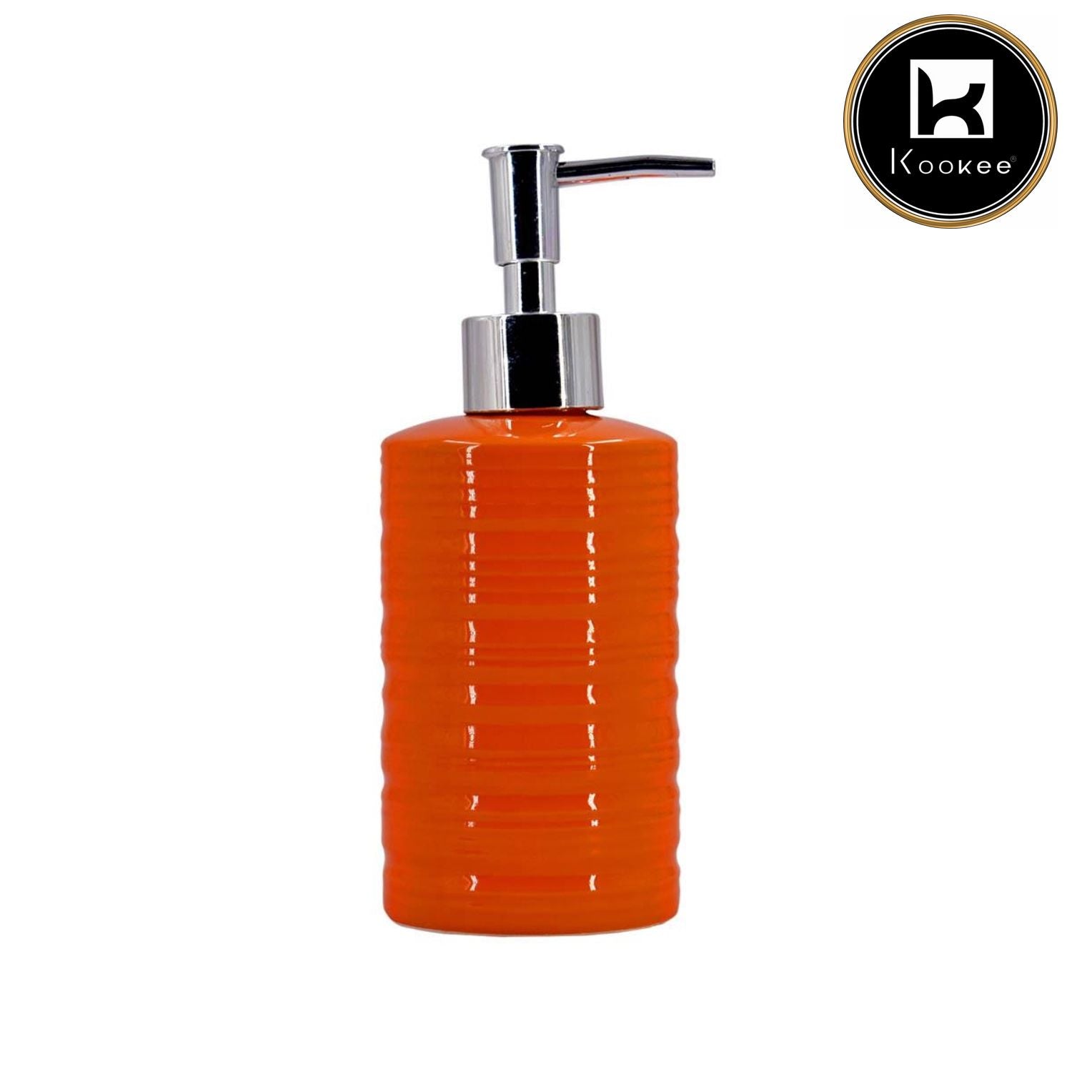 Ceramic Soap Dispenser for handwash for Bathroom, Orange, (Set of 1) (7975)