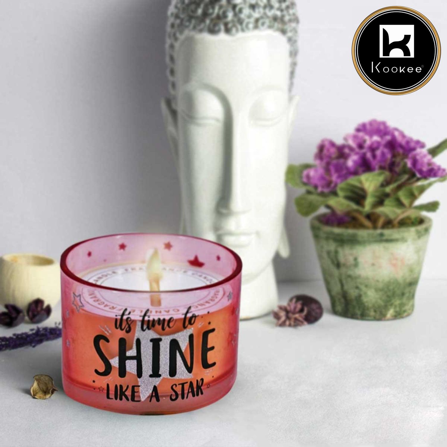 Kookee Soy Wax Scented Candle in Glass Jar (50H Burn Time) (AXW1314-B)