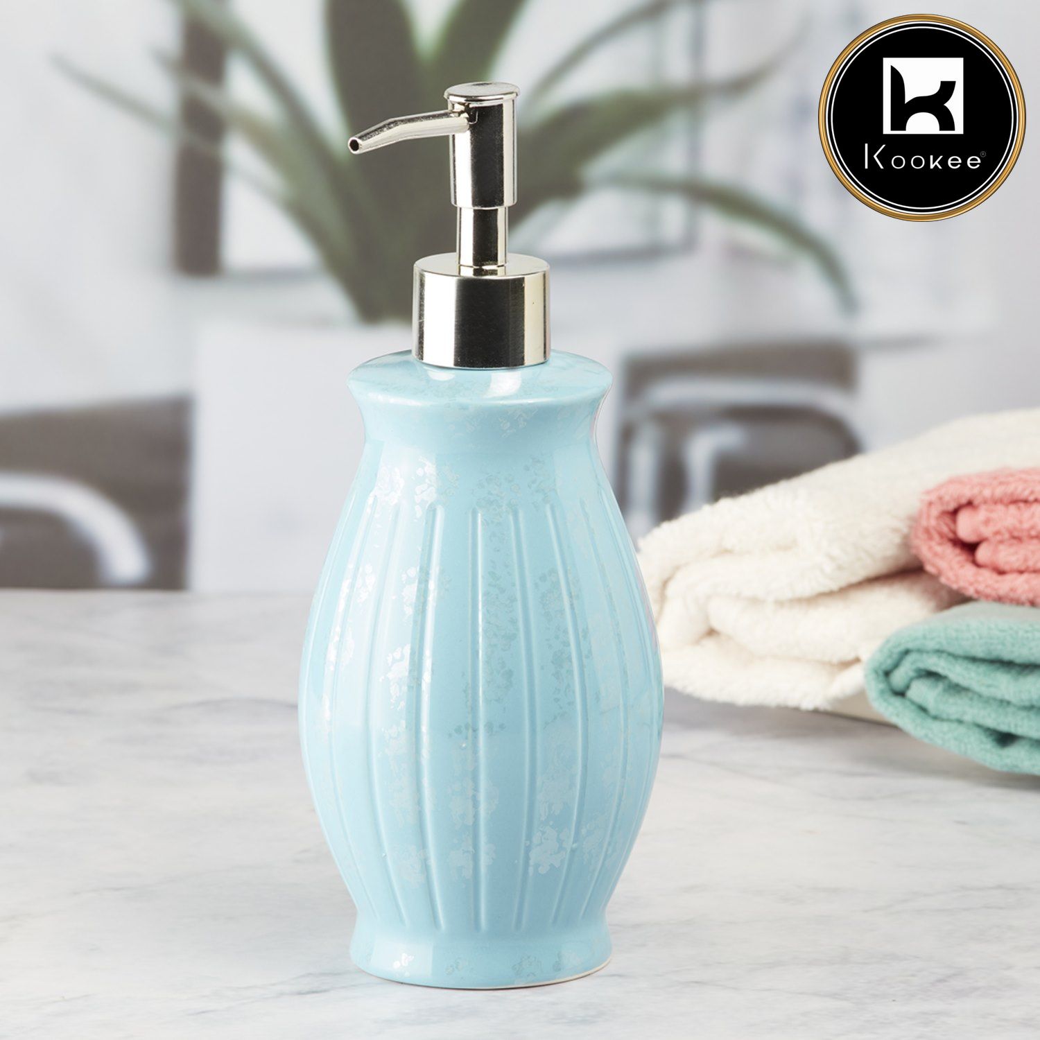 Ceramic Soap Dispenser for handwash for Bathroom, Blue (V-CSD-050)