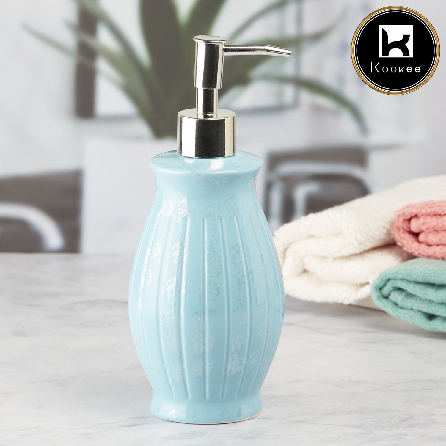 Ceramic Soap Dispenser for handwash for Bathroom, Blue (V-CSD-050)