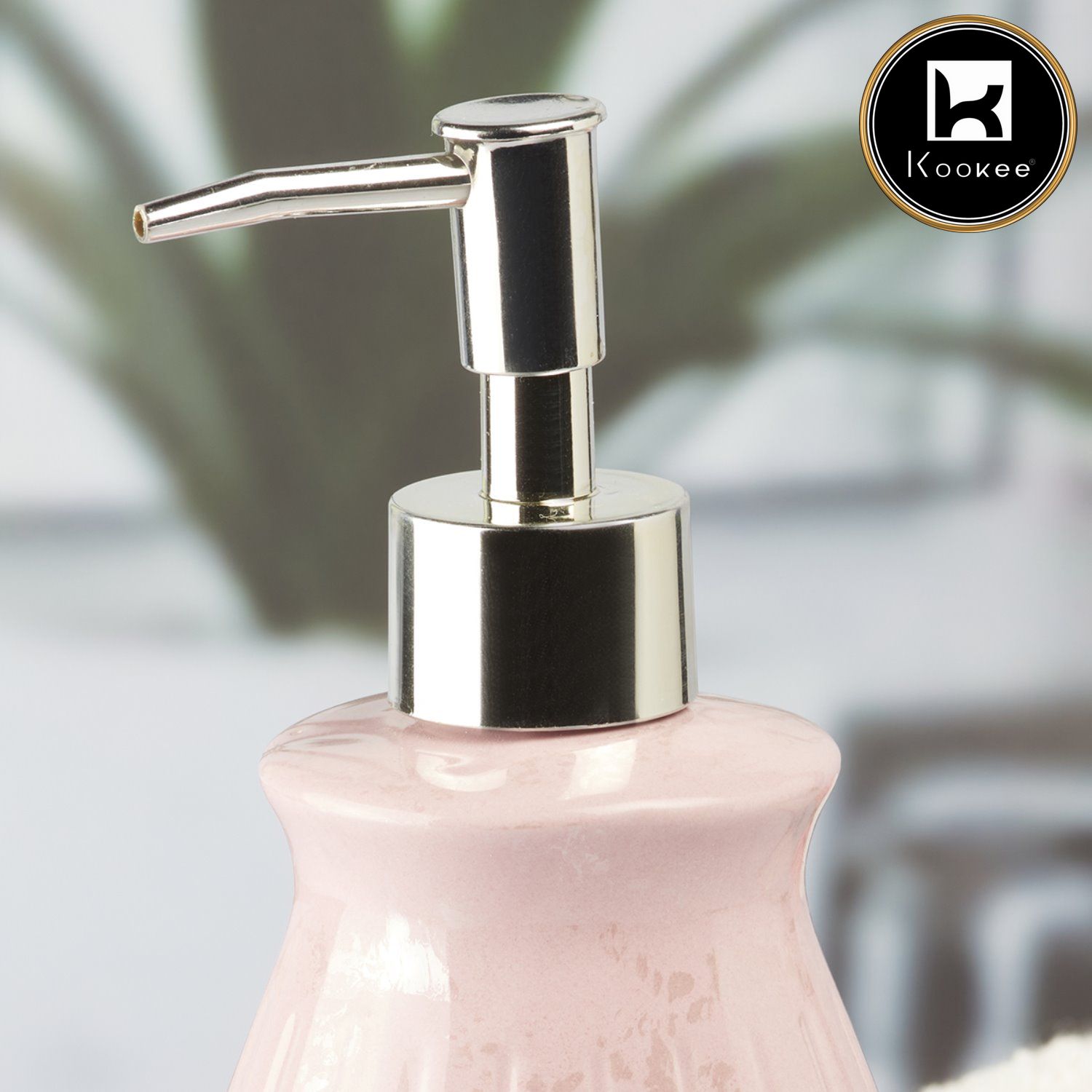 Ceramic Soap Dispenser for handwash for Bathroom, Pink, (Set of 1) (8007)