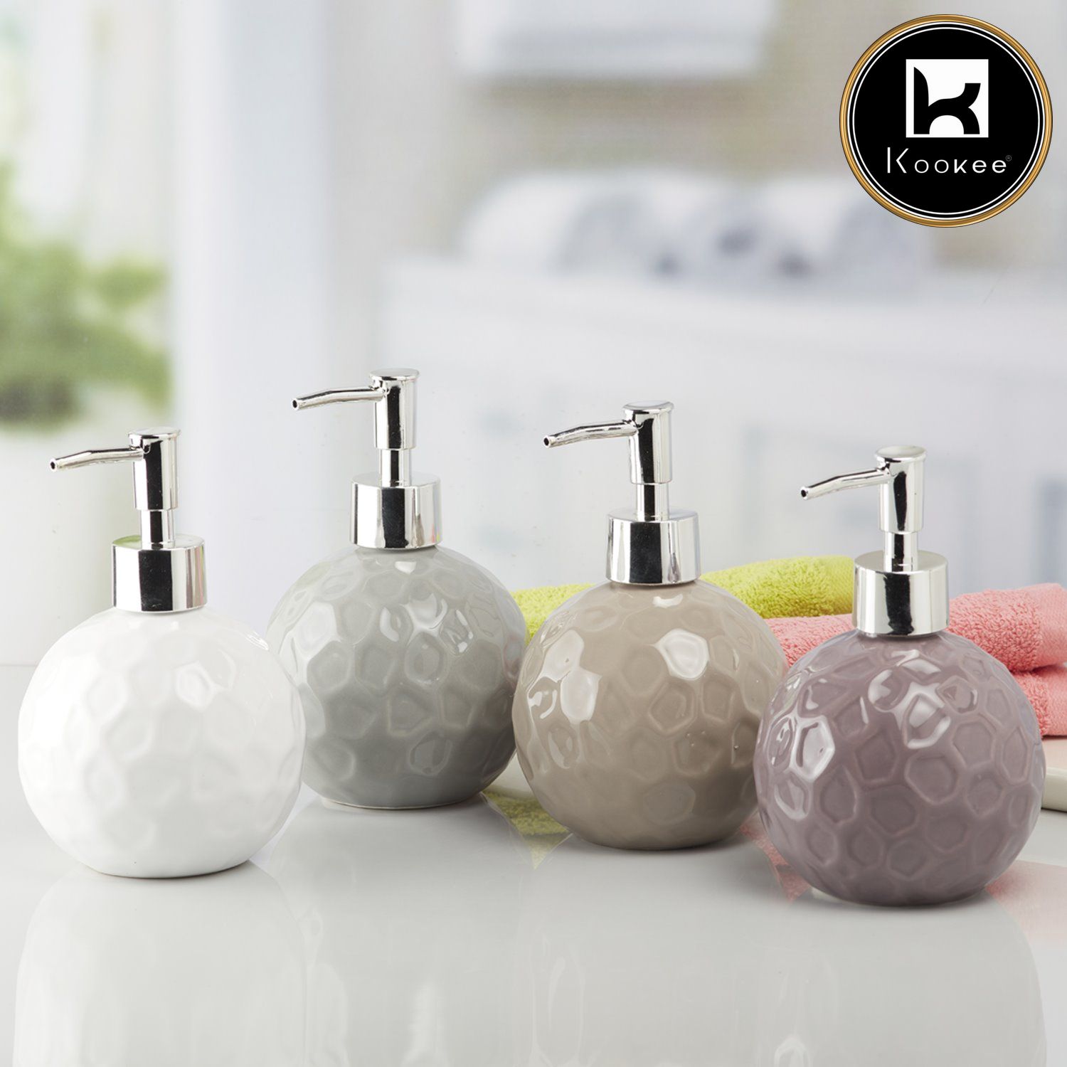 Ceramic Soap Dispenser for handwash for Bathroom, Grey, (Set of 1) (8009)