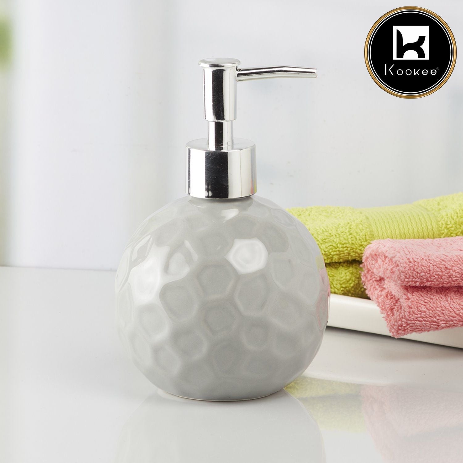Ceramic Soap Dispenser for handwash for Bathroom, Brown (Set of 1) (8010)