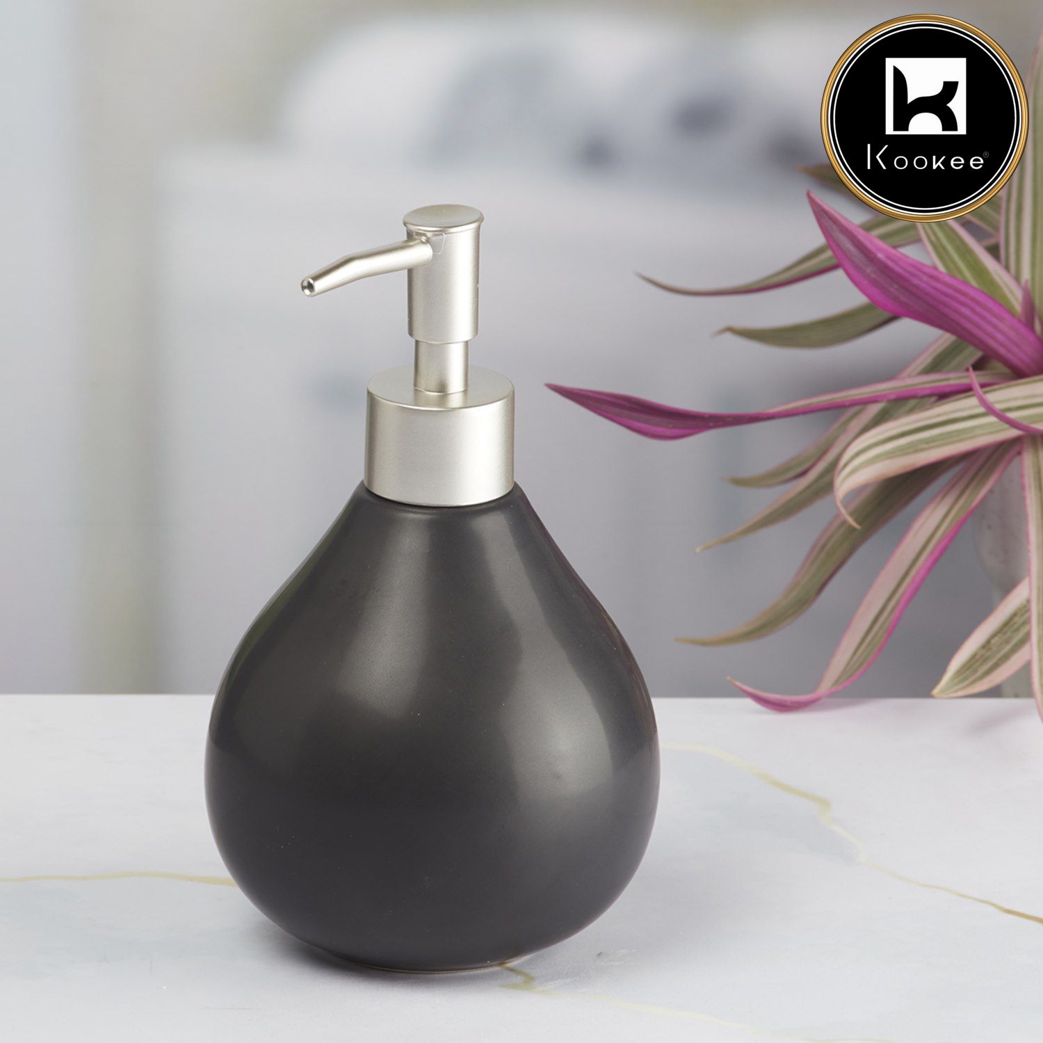 Ceramic Soap Dispenser for handwash for Bathroom, Black (V-CSD-054)