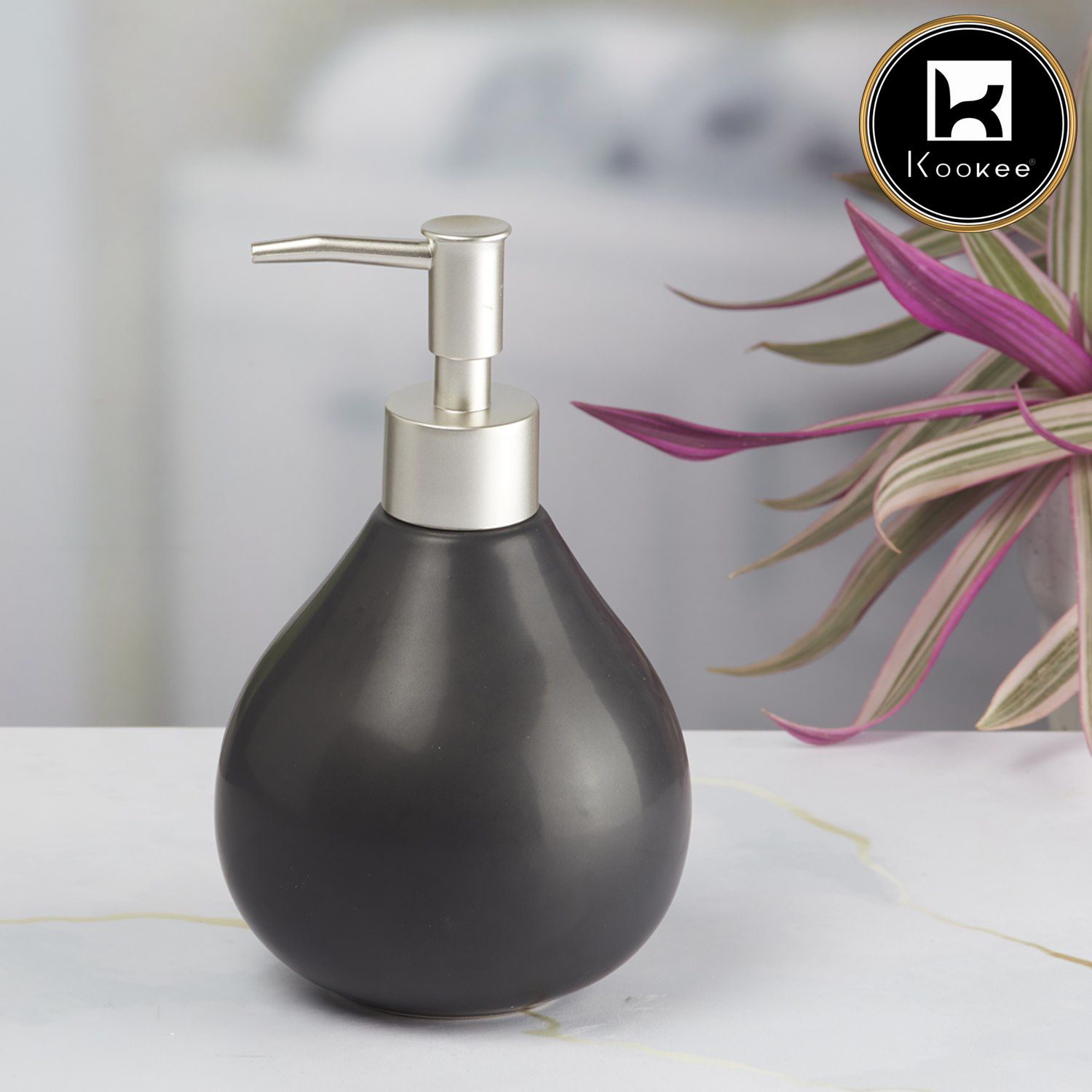 Ceramic Soap Dispenser for handwash for Bathroom, Black (V-CSD-054)