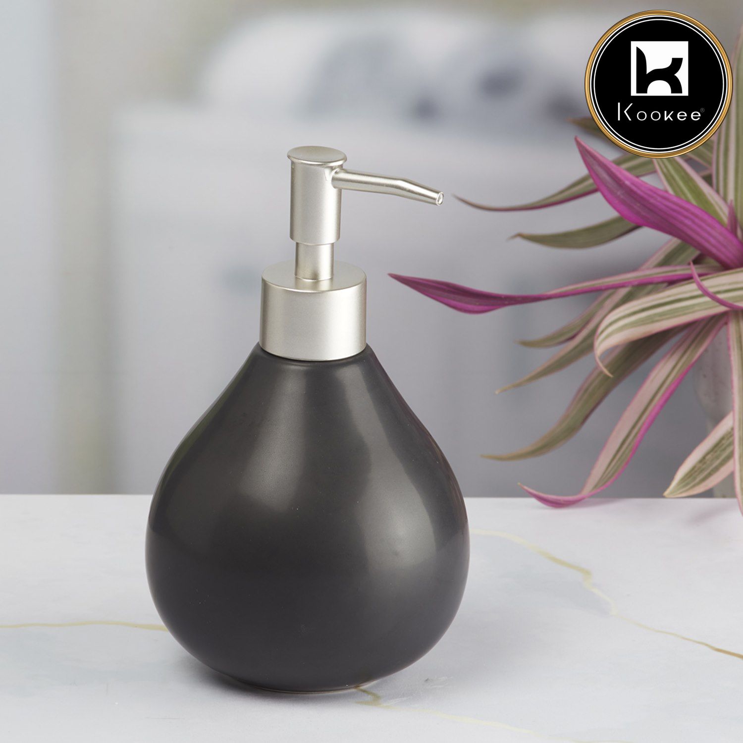 Ceramic Soap Dispenser for handwash for Bathroom, Black (Set of 1) (8013)