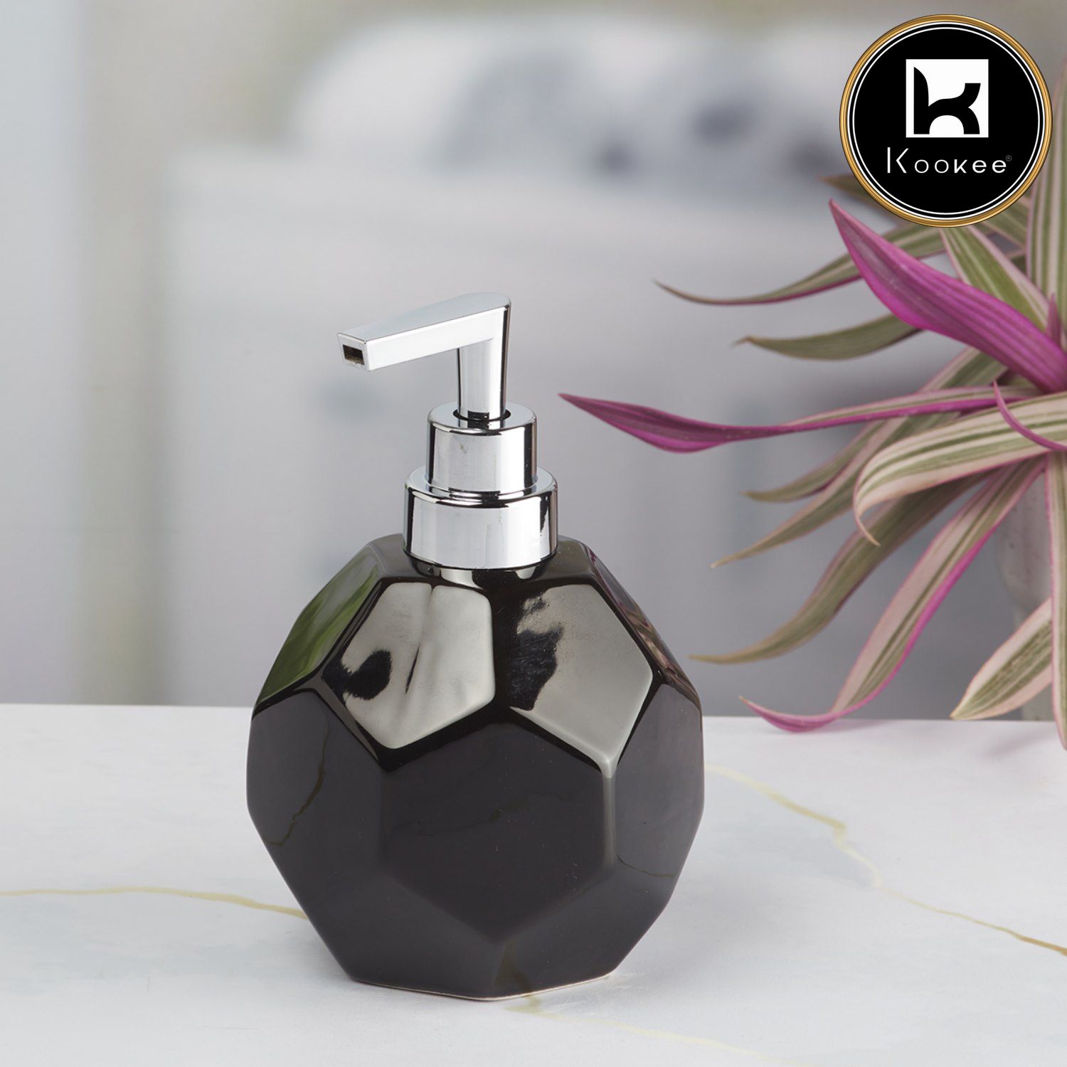Ceramic Soap Dispenser for handwash for Bathroom, Black (V-CSD-021-1)